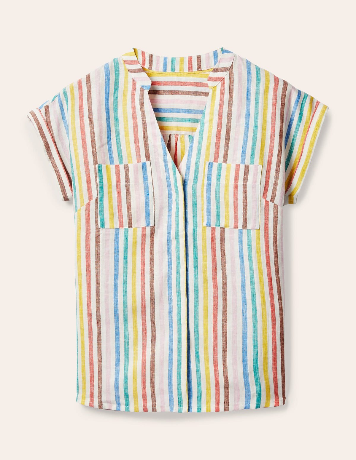 Evie Linen Shirt-Woven Summer Multistripe - Image 5