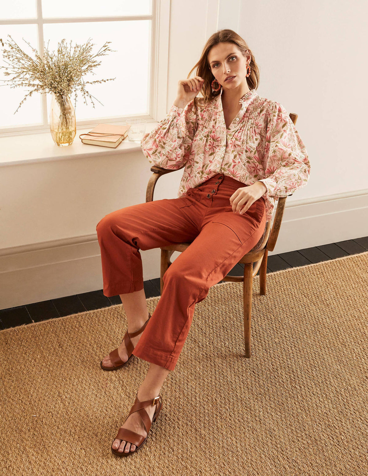 Miranda Blouse-Milkshake, Tropical Palm - Image 2