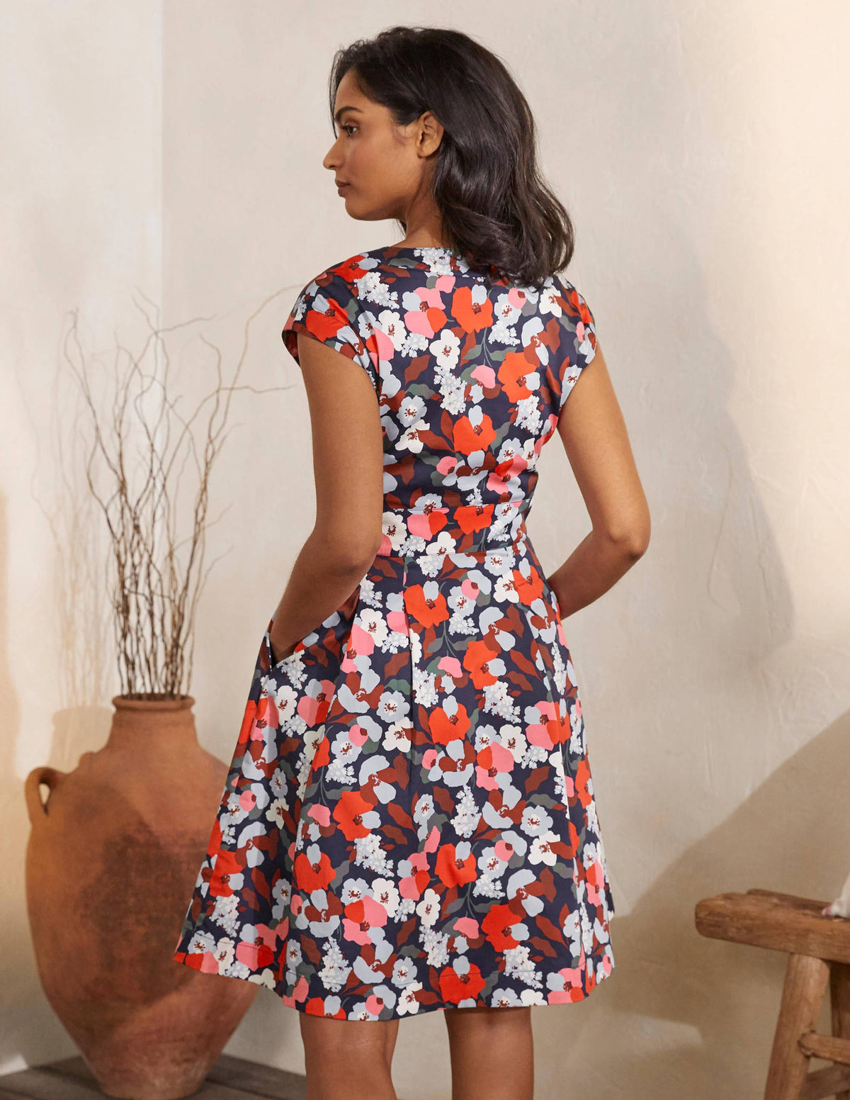 Clemmie Dress-French Navy, Peony Burst - Image 2
