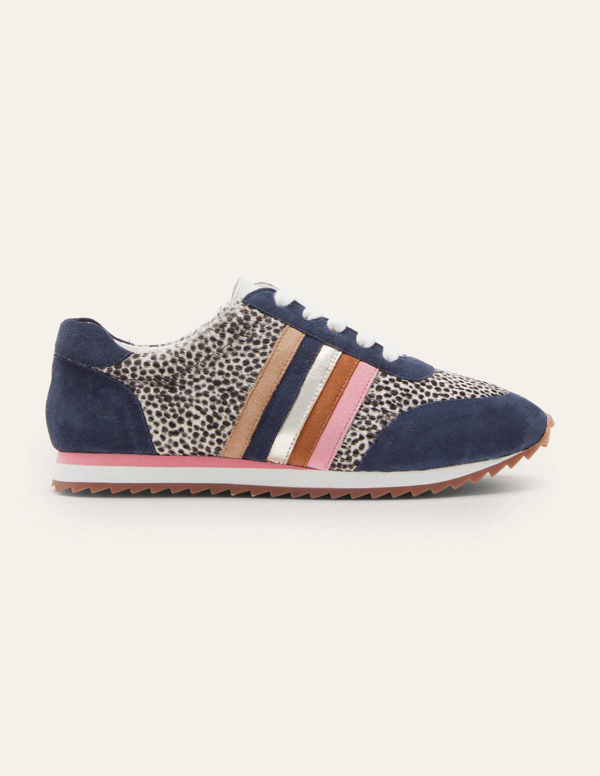 Striped Sneakers-Navy/Dalmatian Pony-1