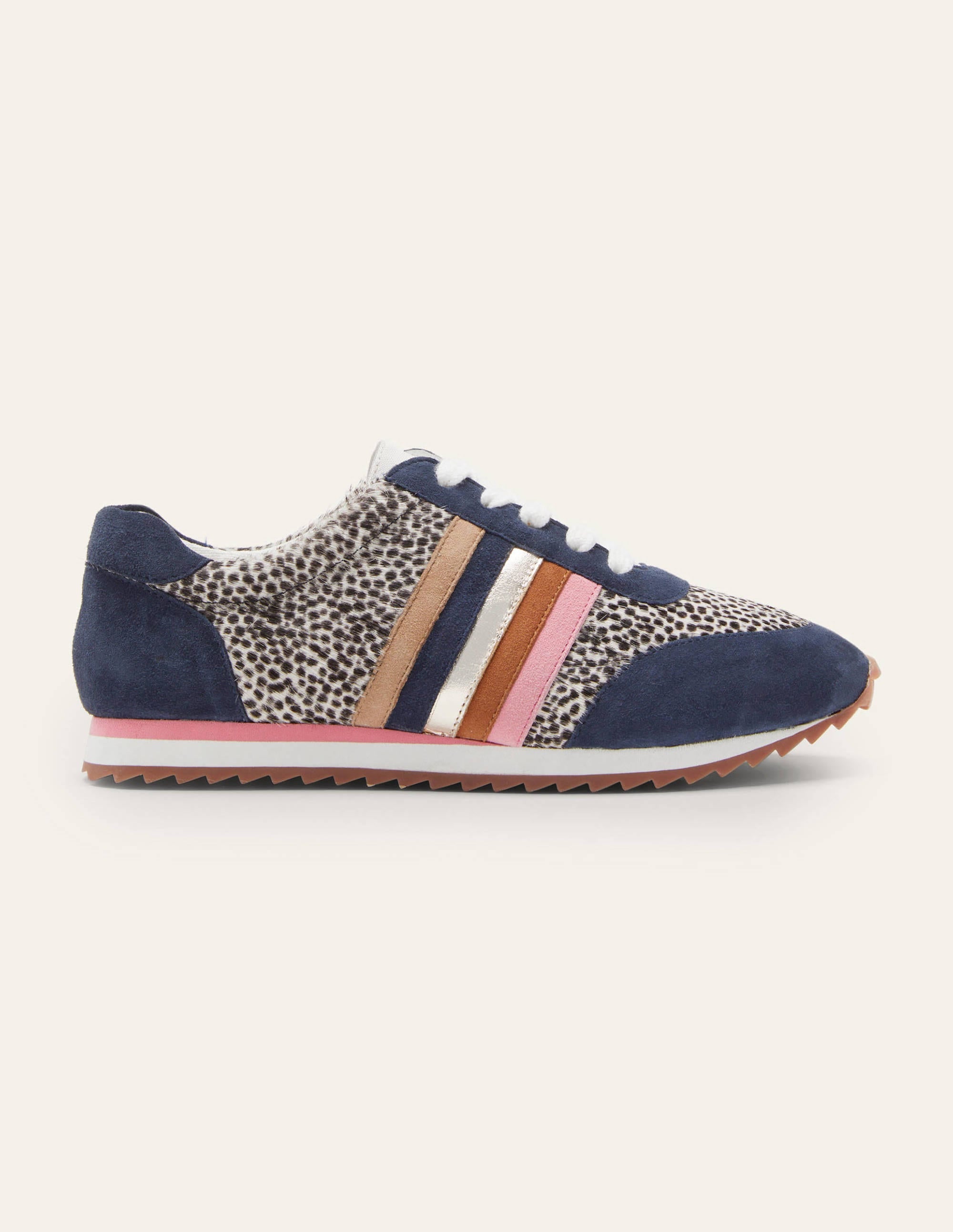 Striped Sneakers-Navy/Dalmatian Pony - Image 1