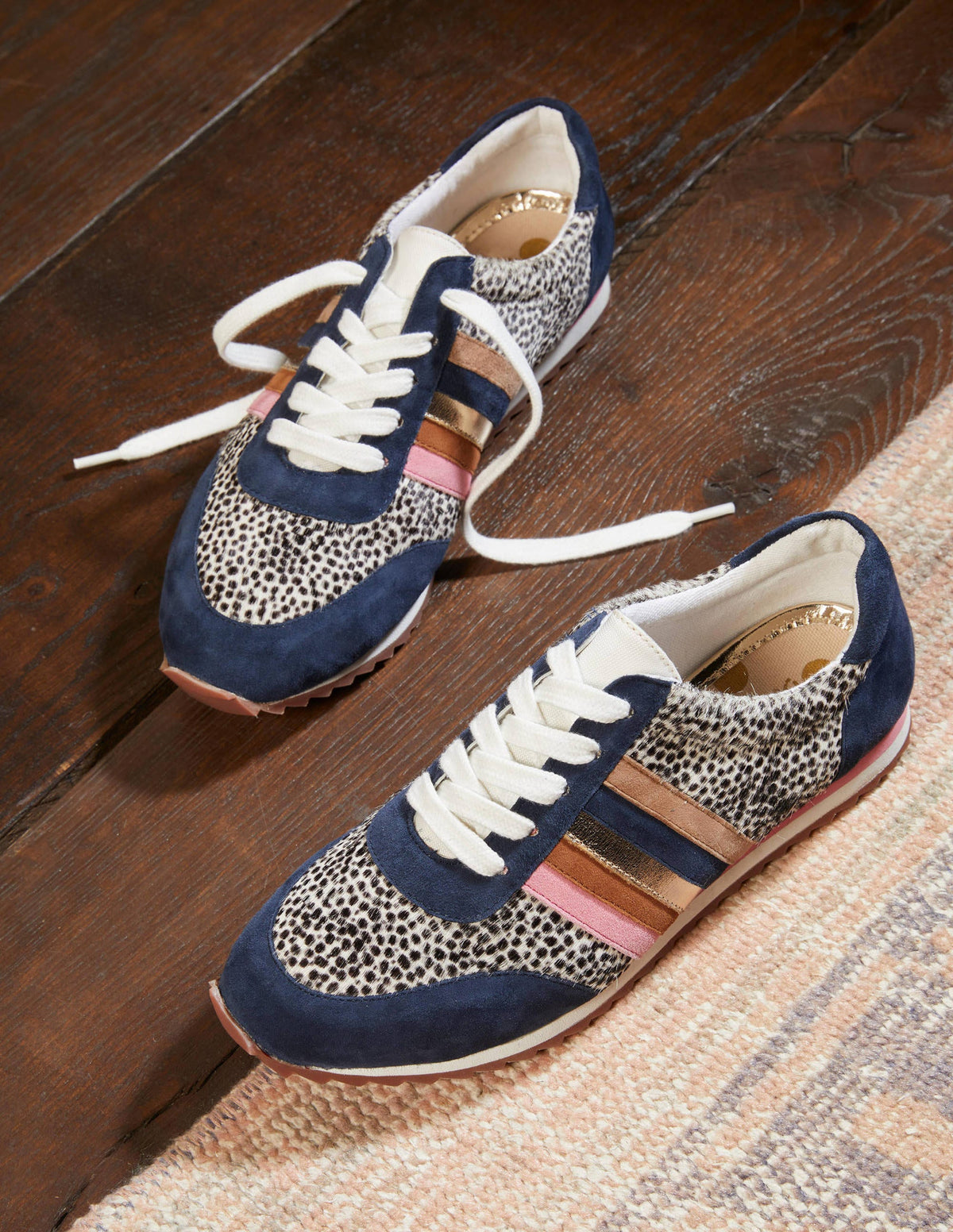 Striped Sneakers-Navy/Dalmatian Pony-3