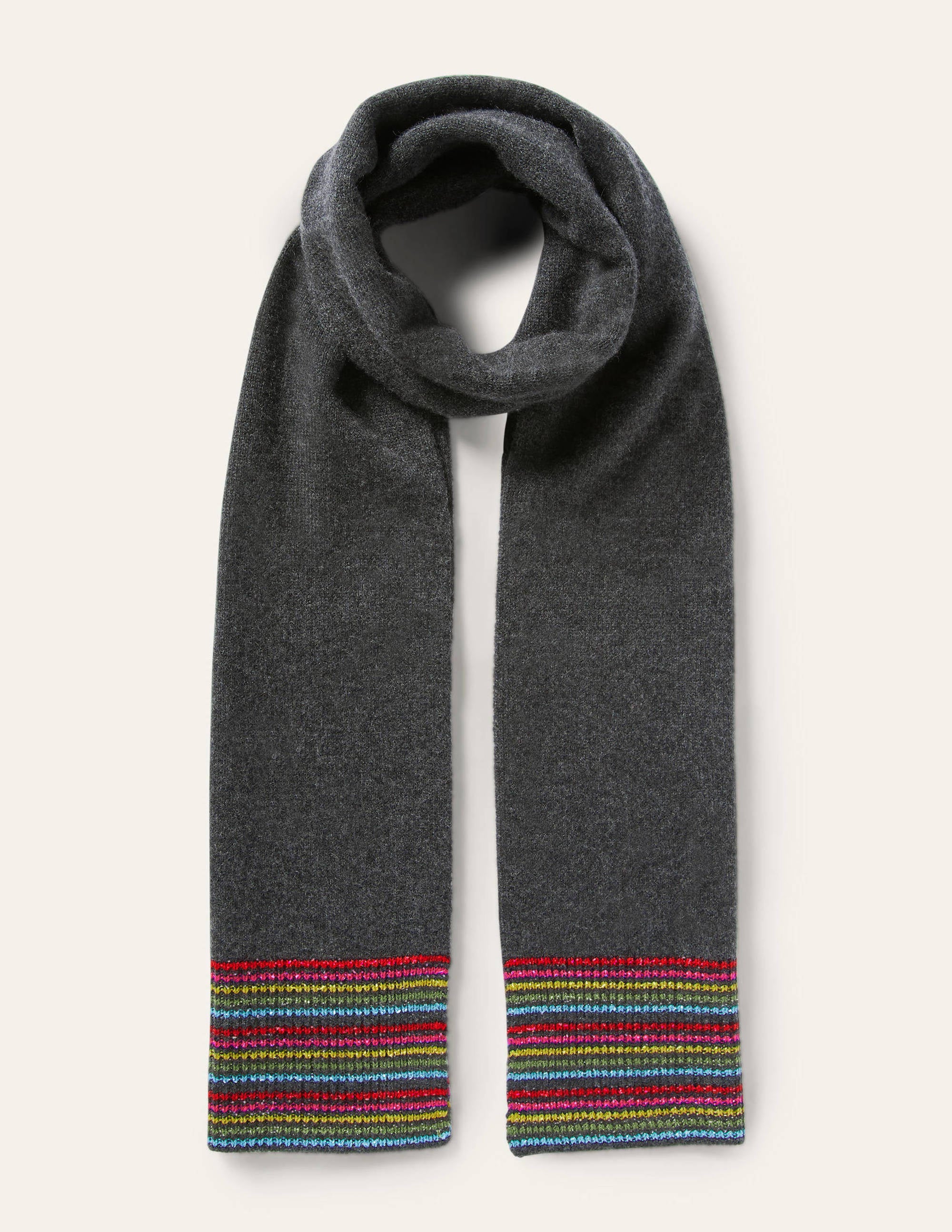 Cashmere Scarf-Charcoal Melange/Lurex Stripe - Image 1