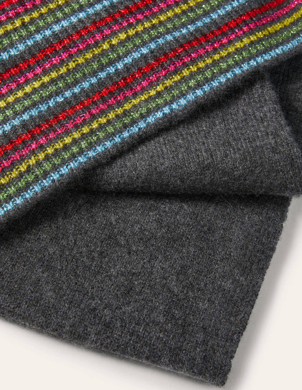 Cashmere Scarf-Charcoal Melange/Lurex Stripe - Image 2