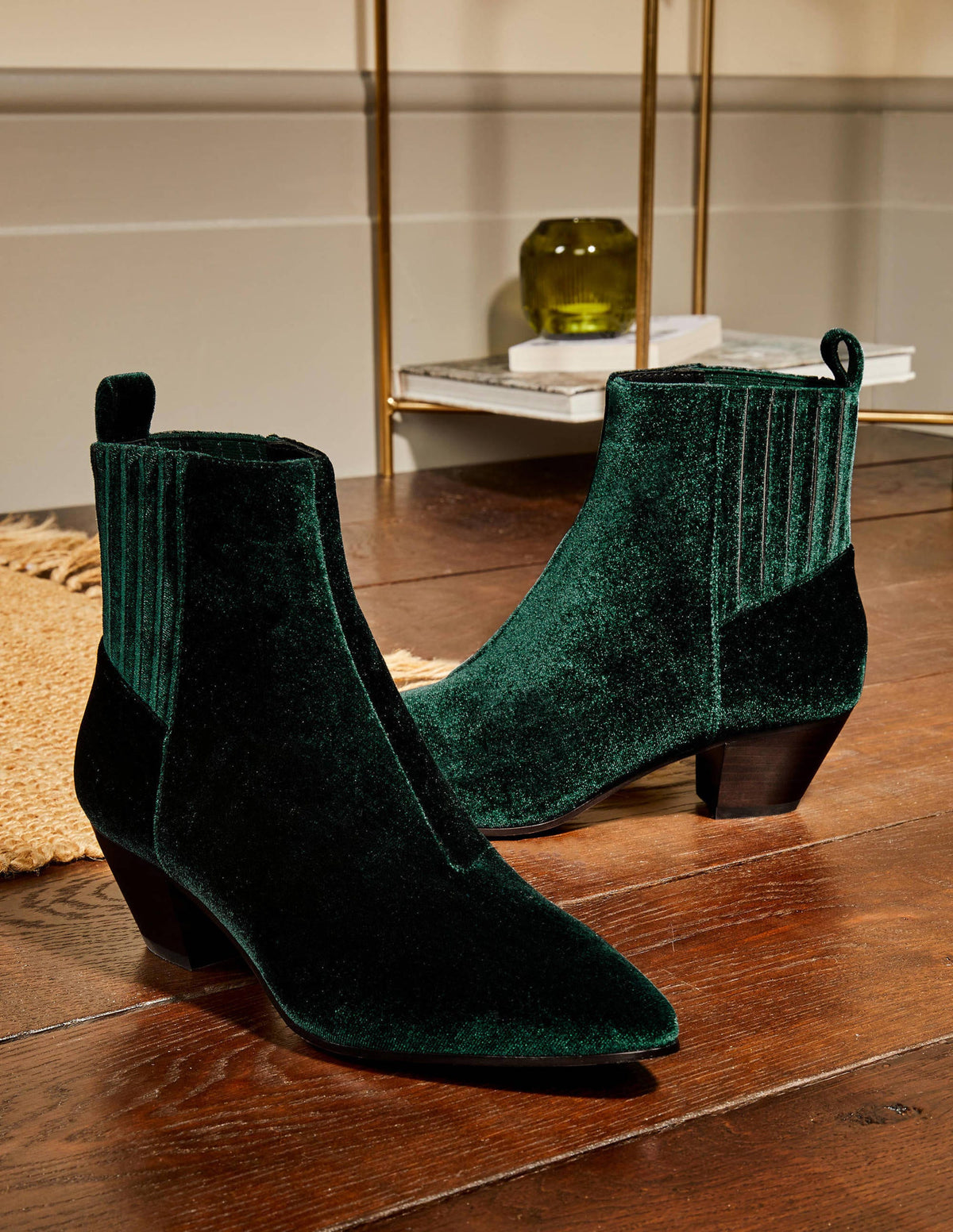 Western Ankle Boots-Midnight Garden Velvet-1