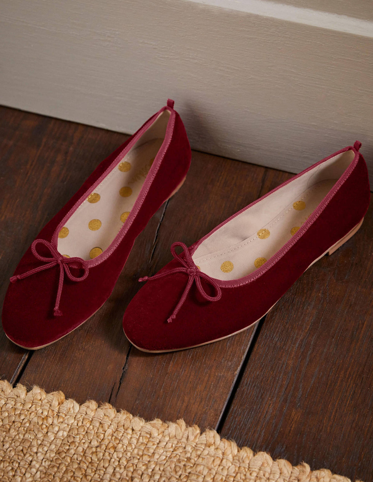 High Cut Ballerinas-Wine Velvet - Image 1