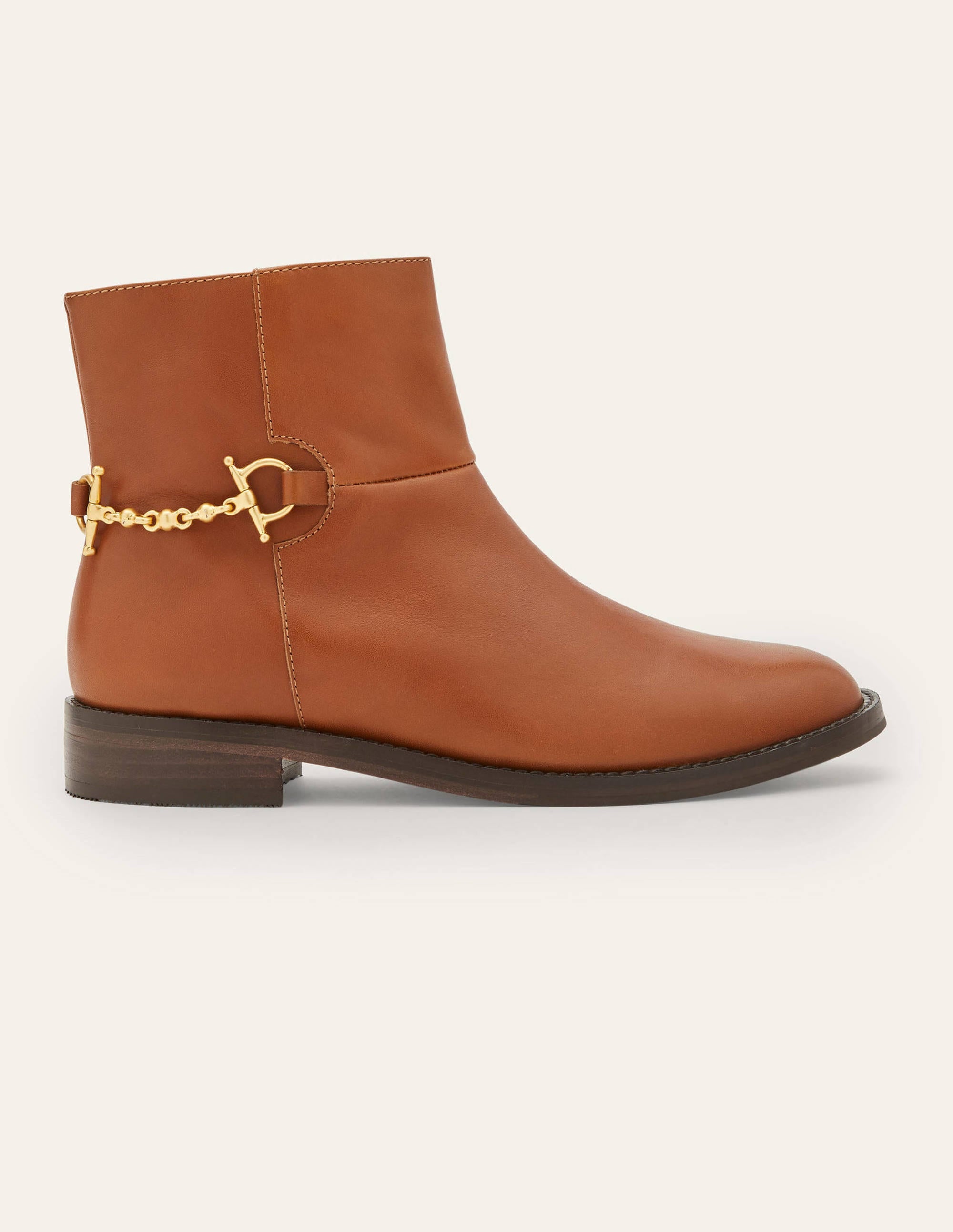 Snaffle Detail Ankle Boots-Dark Tan - Image 2