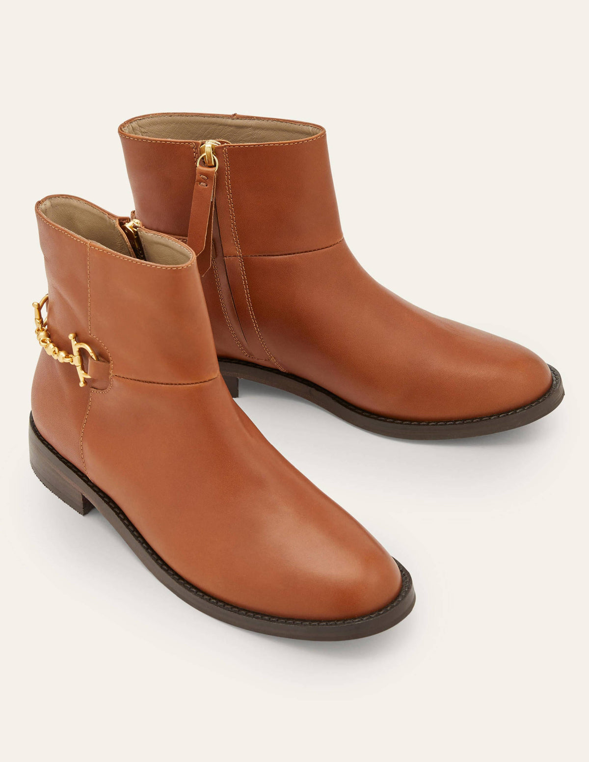 Snaffle Detail Ankle Boots-Dark Tan-3