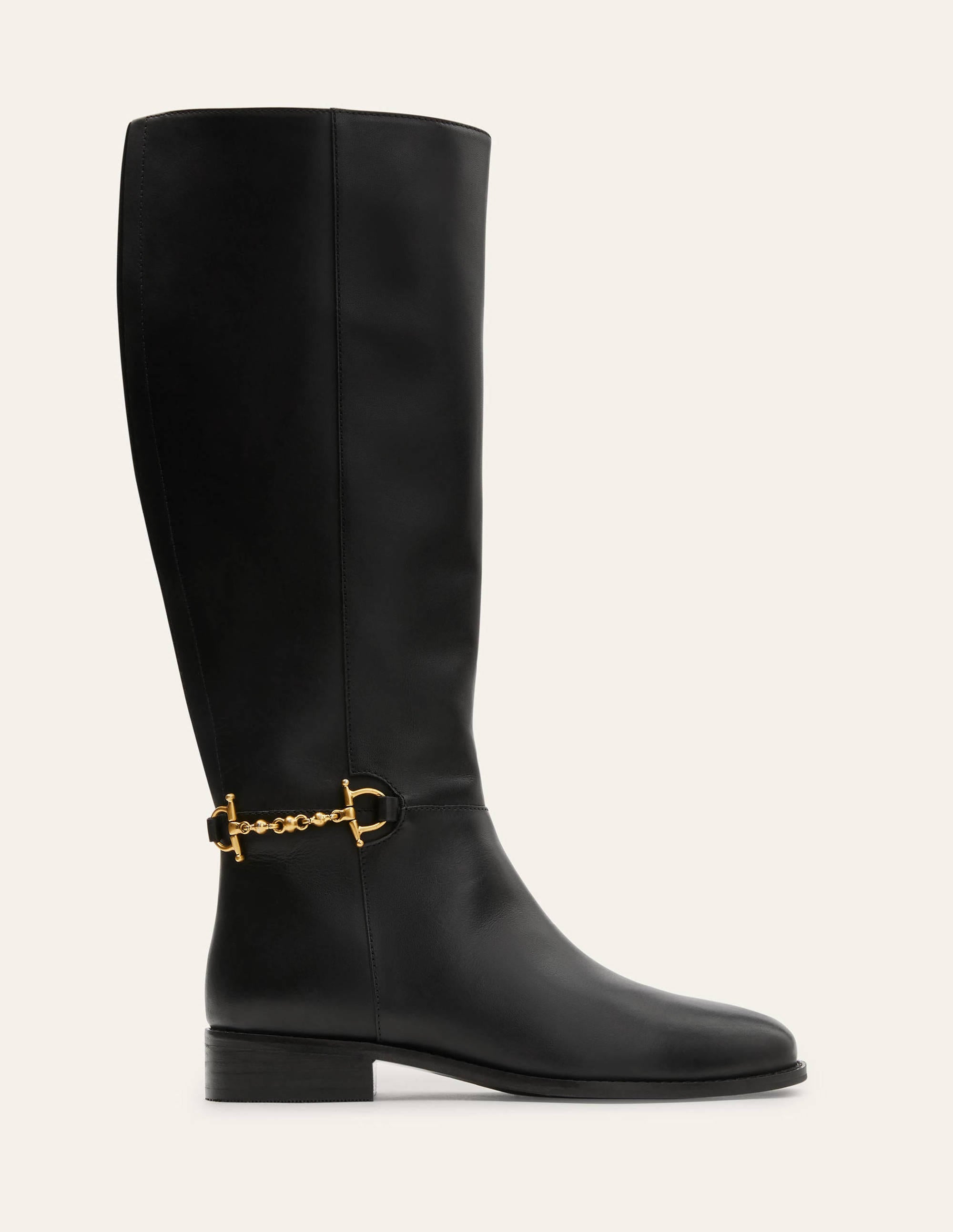 Snaffle Detail Riding Boots-Black - Image 2