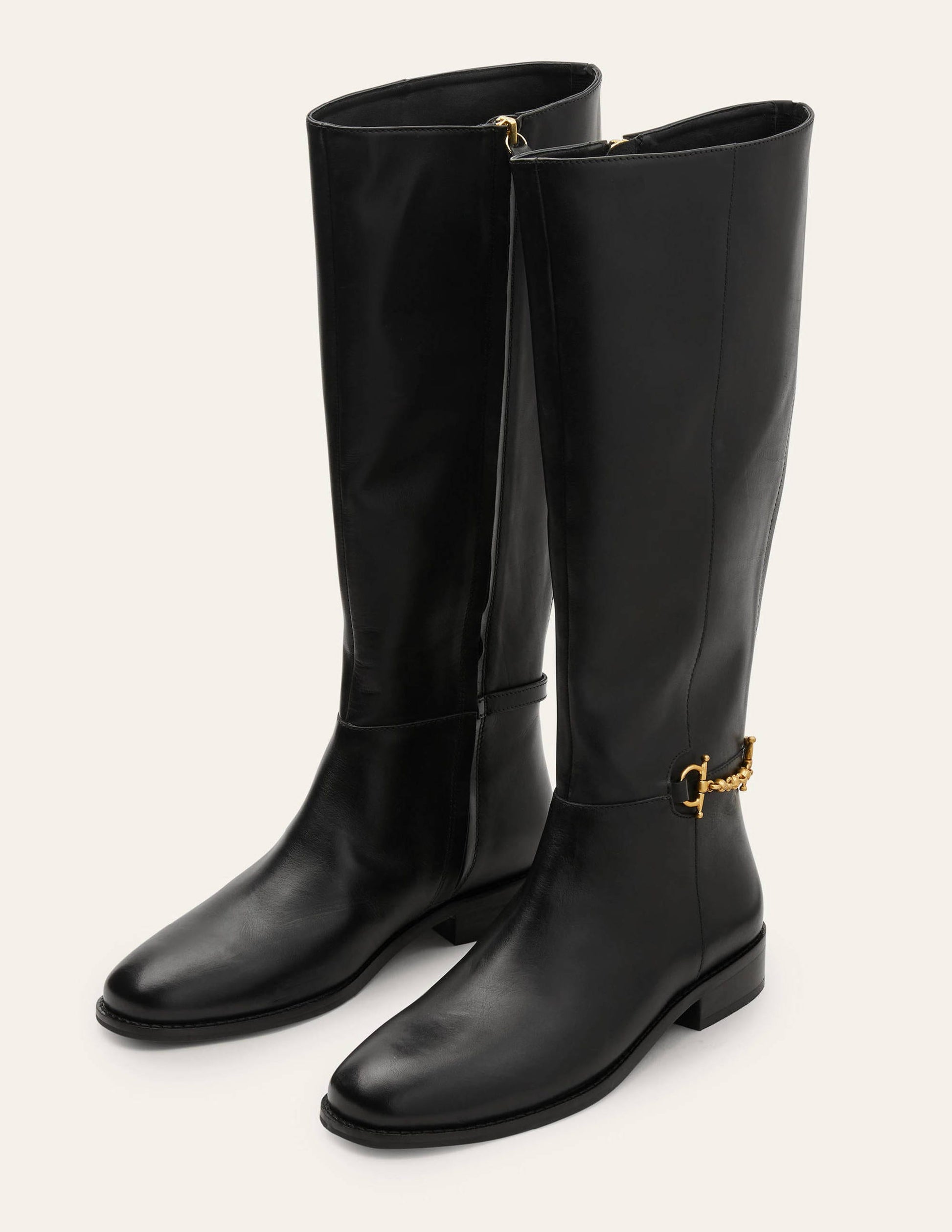 Snaffle Detail Riding Boots-Black-3