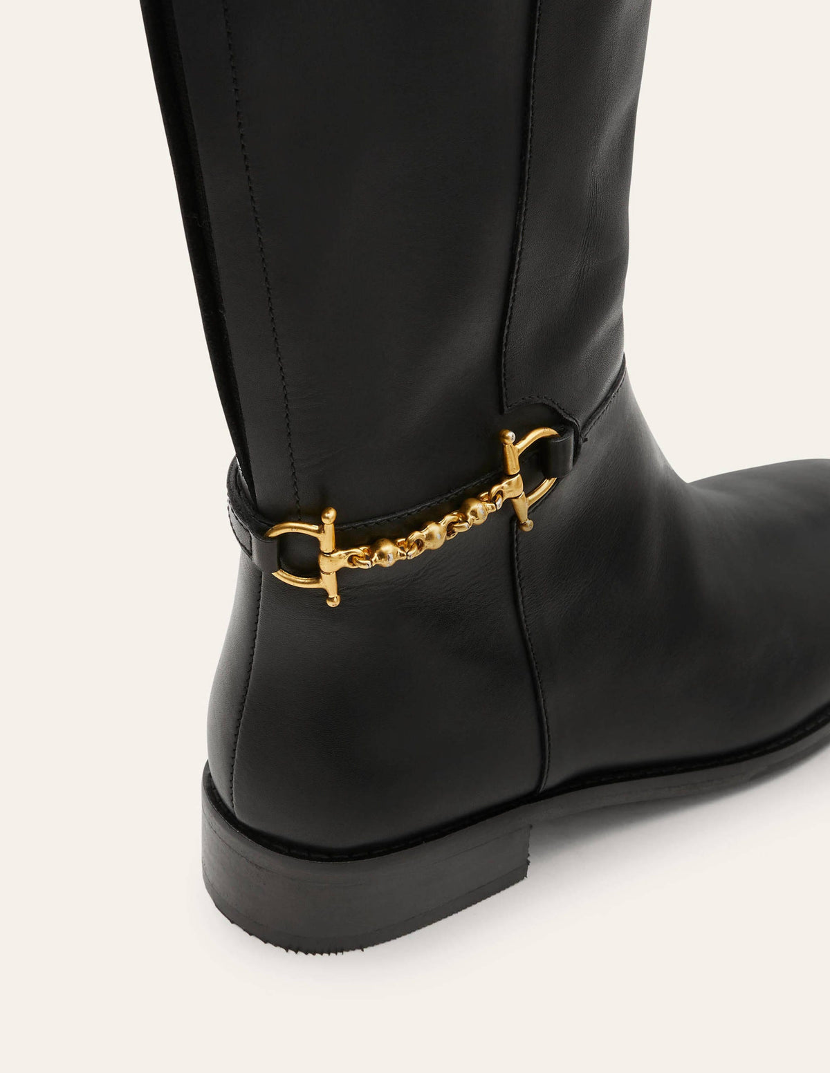 Snaffle Detail Riding Boots-Black-4