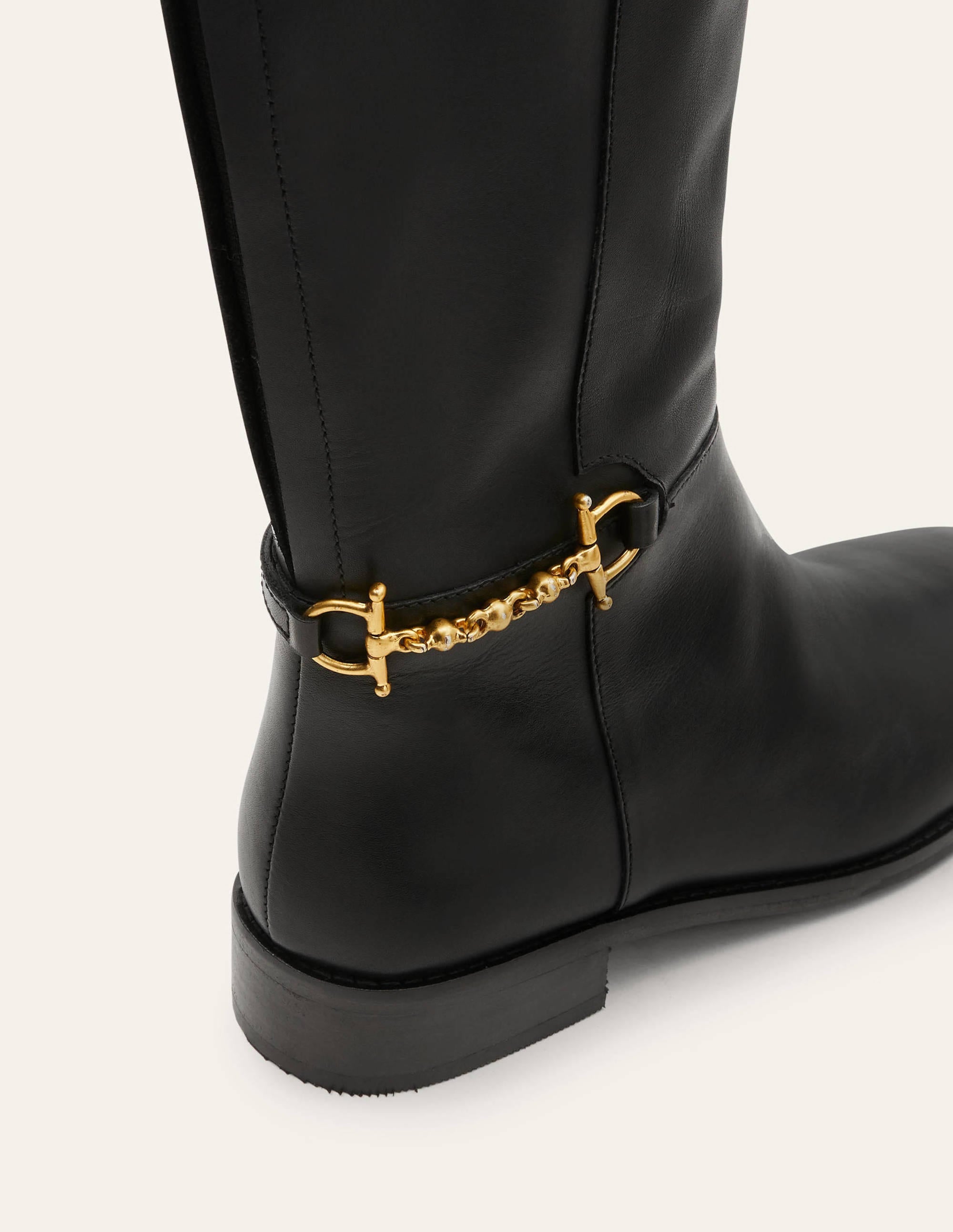Snaffle Detail Riding Boots-Black - Image 4