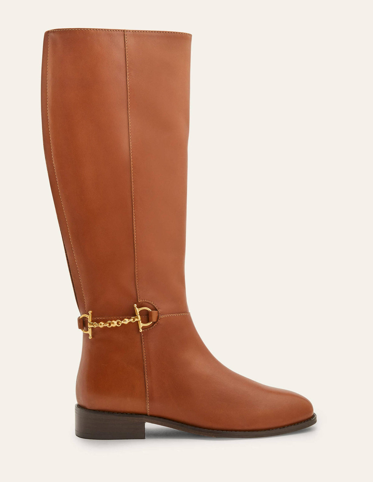 Snaffle Detail Riding Boots-Dark Tan-2