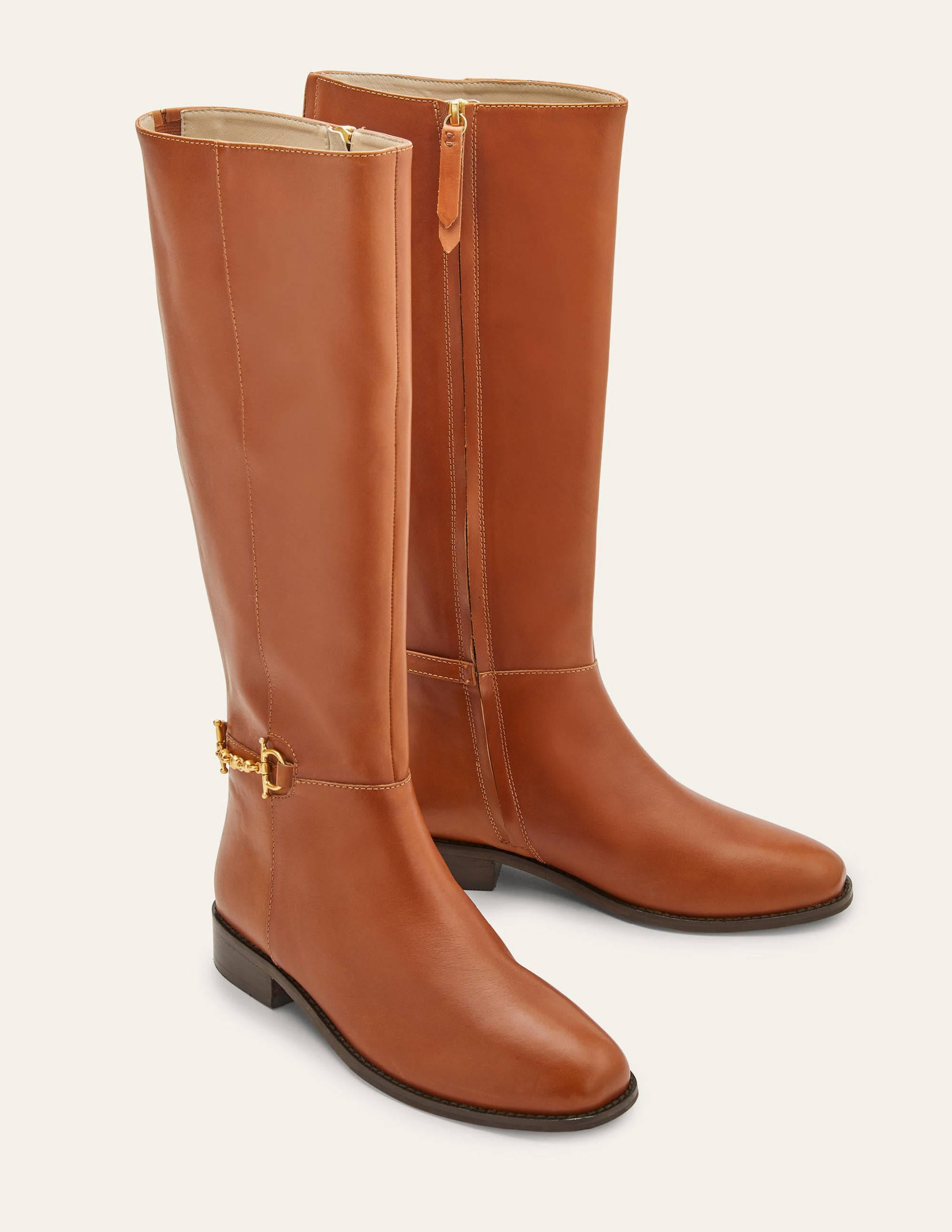 Snaffle Detail Riding Boots-Dark Tan - Image 3