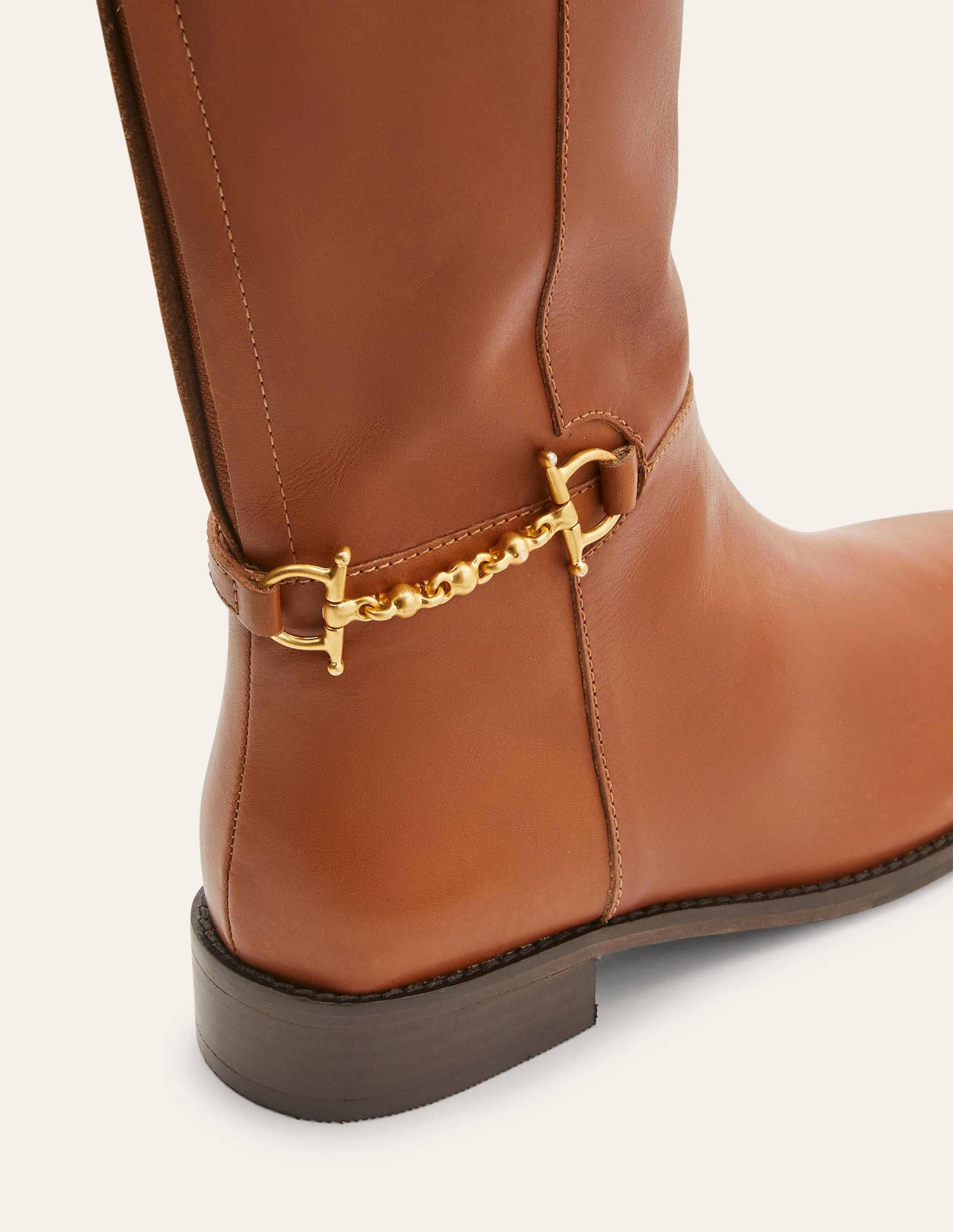Snaffle Detail Riding Boots-Dark Tan - Image 4