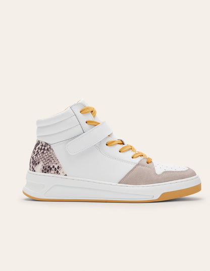 Heather High Top Sneakers-White/Snake-2