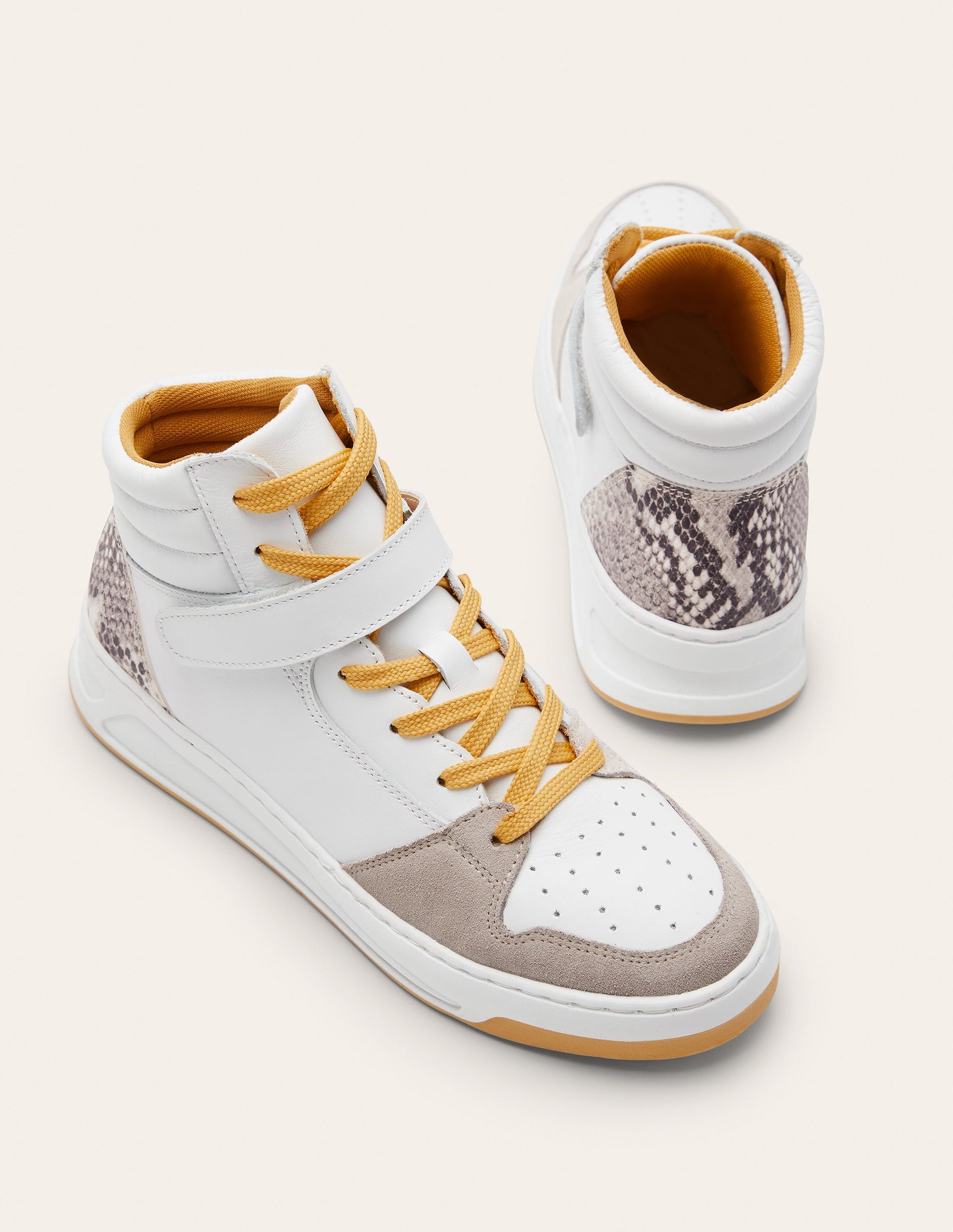Heather High Top Sneakers-White/Snake-3