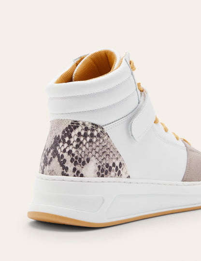 Heather High Top Sneakers-White/Snake-4
