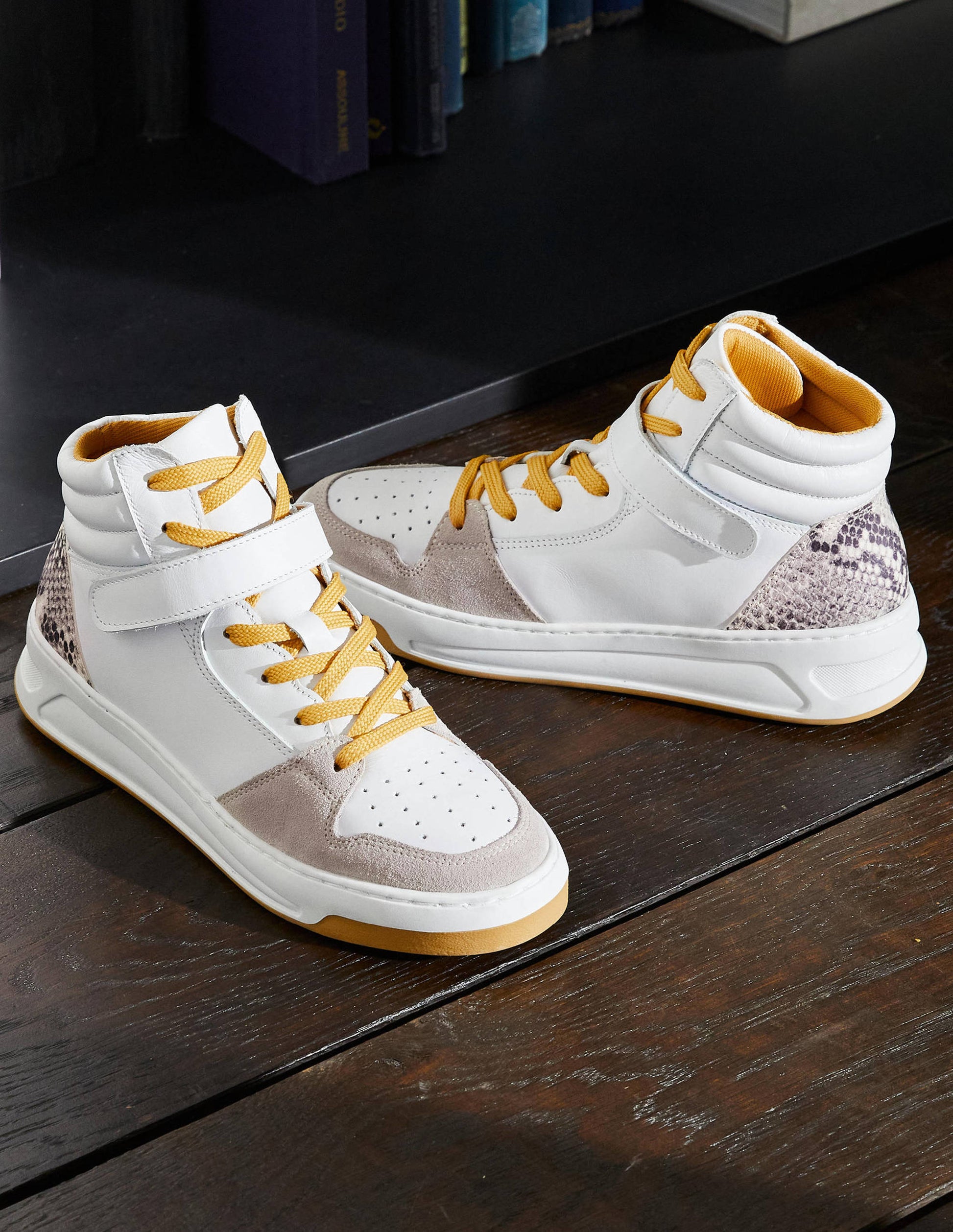 Heather High Top Sneakers-White/Snake-1