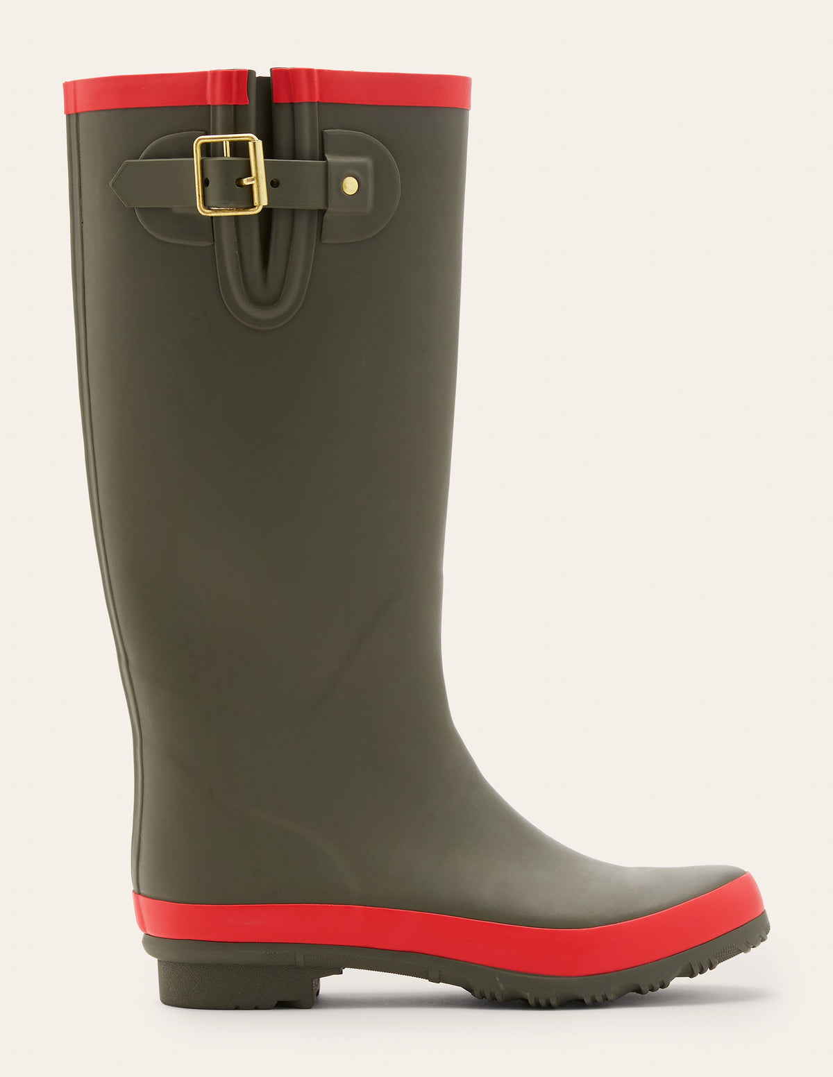 Wellington Boots-Classic Khaki/Cherry Red - Image 1