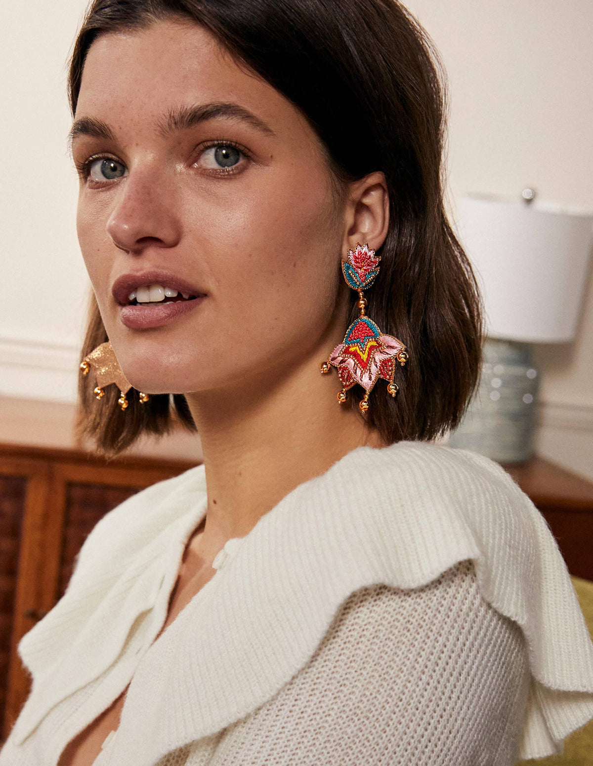 Embroidered Earrings-Multi Flower-3