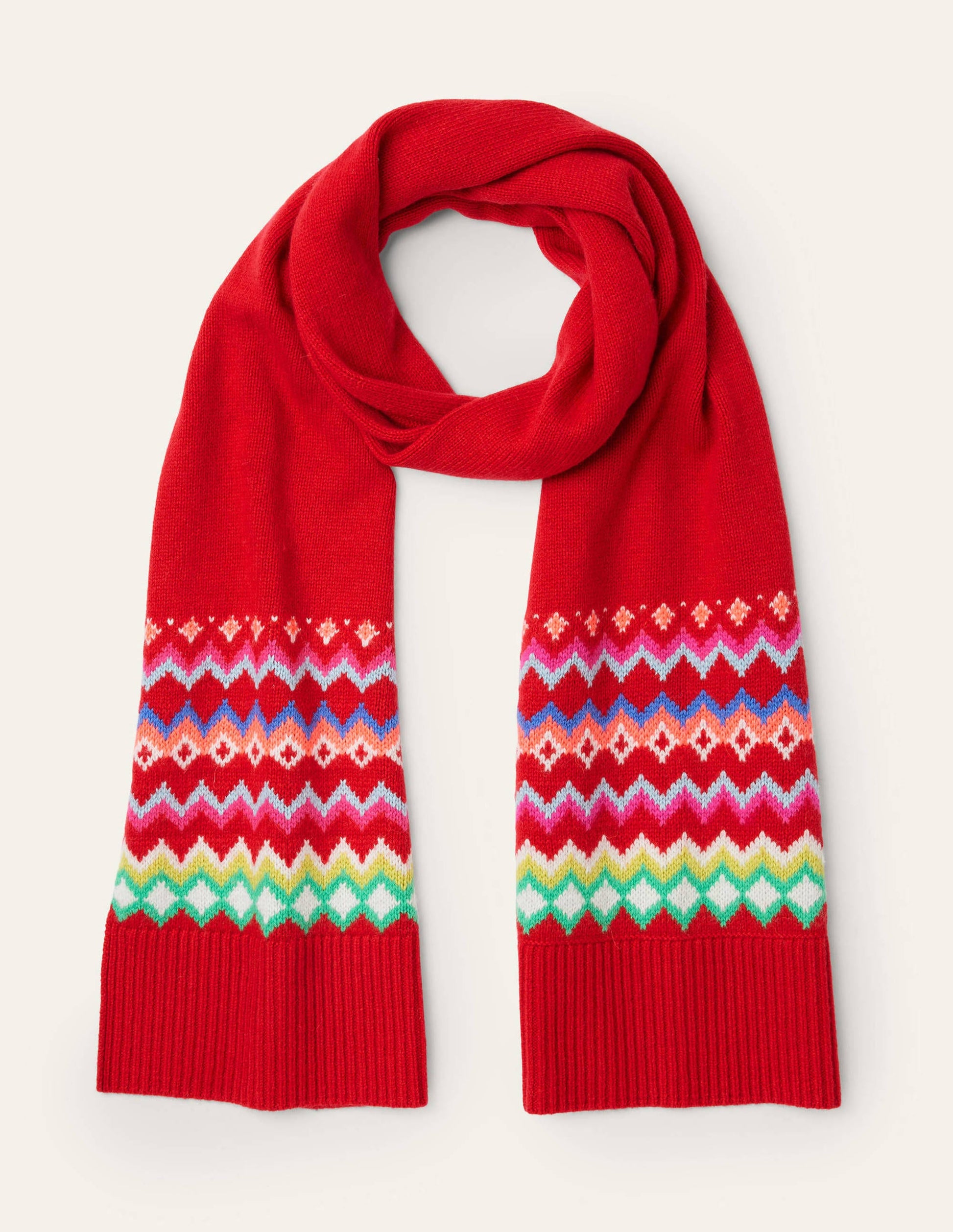 Fair Isle Scarf-Rockabilly Red-1