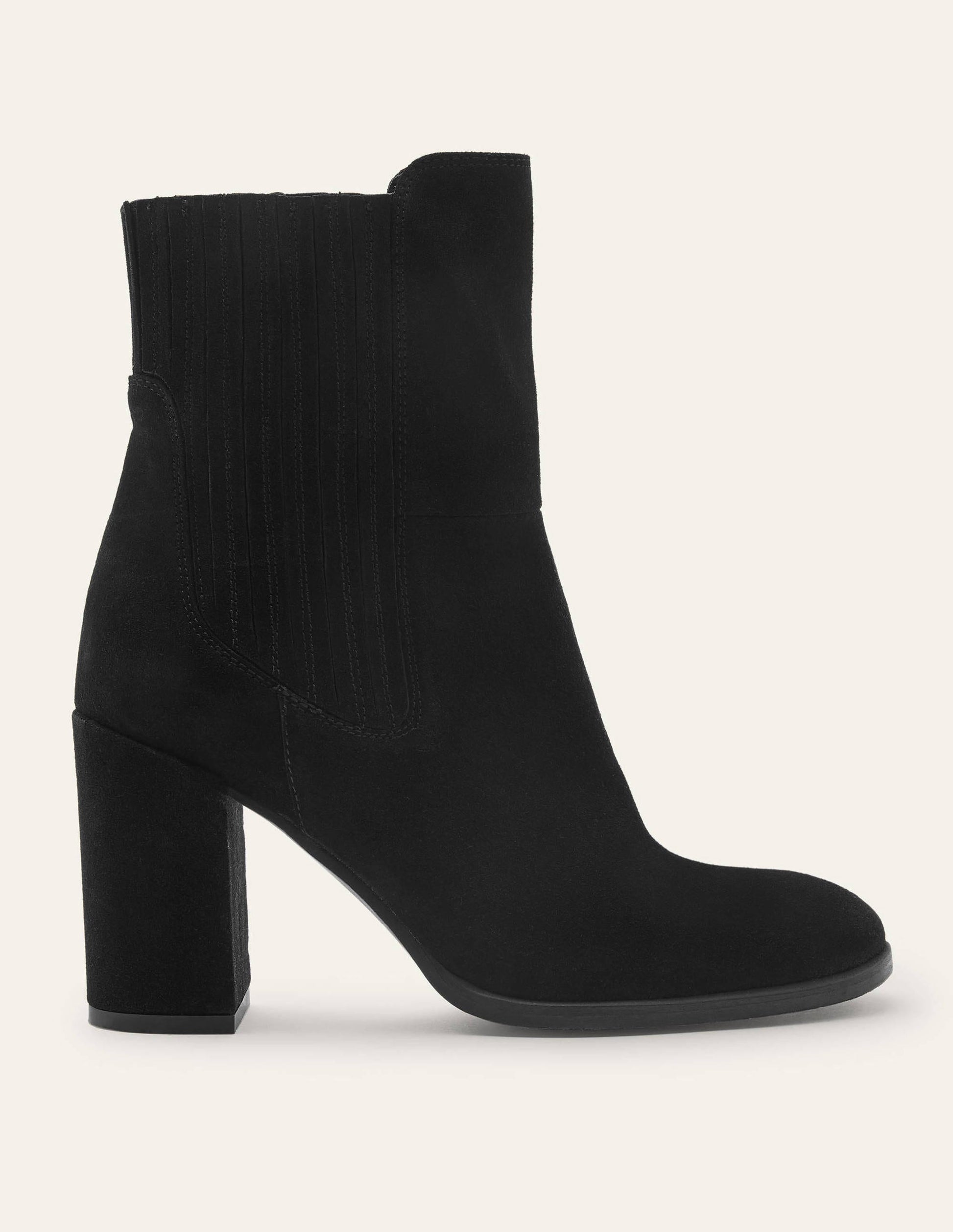 Block Heel Ankle Boots-Black Suede-2