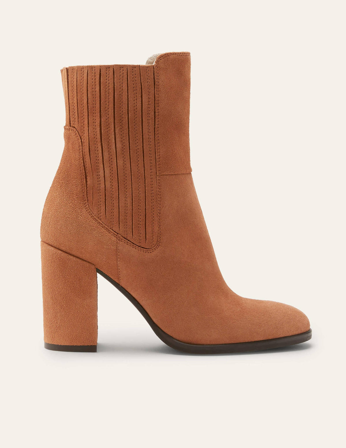Block Heel Ankle Boots-Tan Suede - Image 2