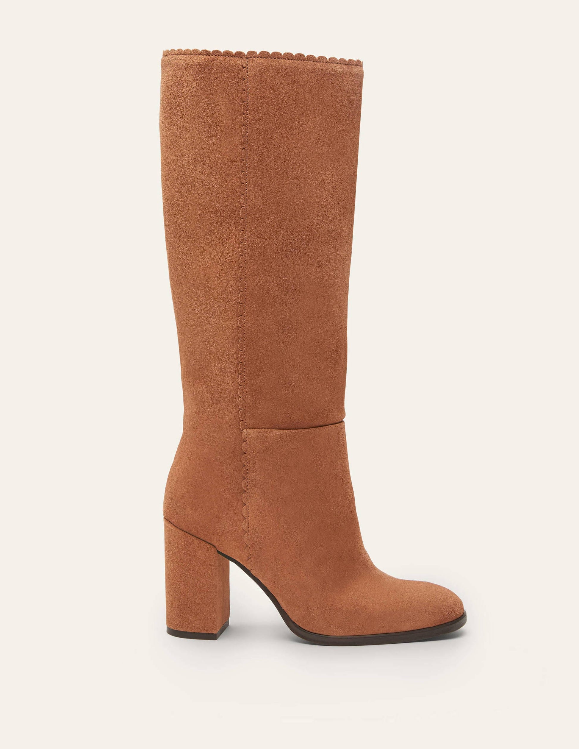 Block Heel Knee High Boots-Tan-2