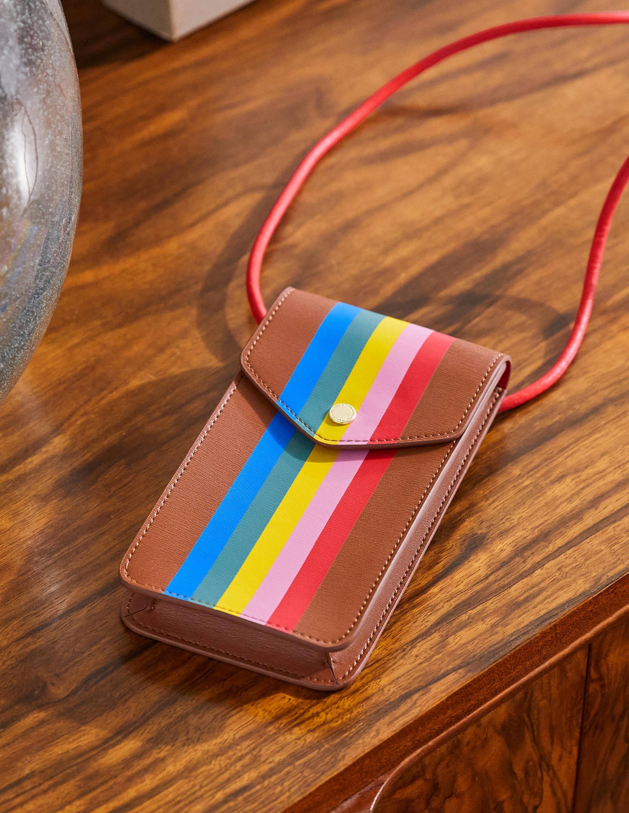 Crossbody Phone Bag-Tan Multi Stripe - Image 1