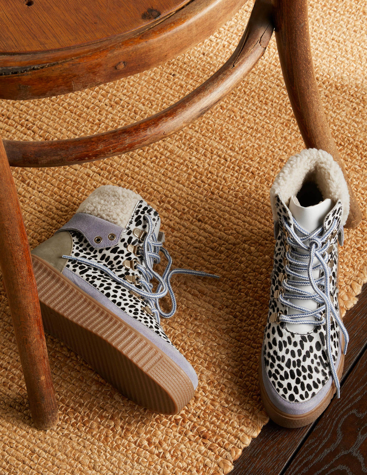 Laura Trend Hiking Boots-Black and White Cheetah-1