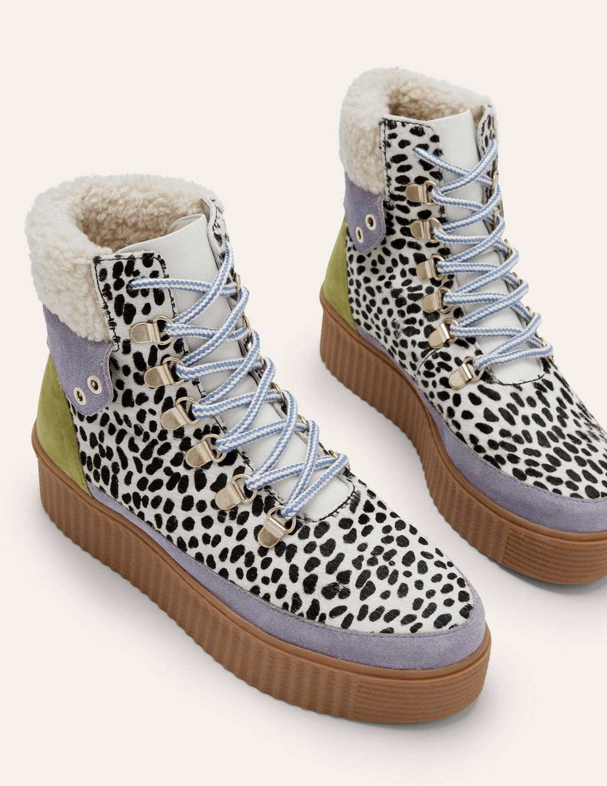Laura Trend Hiking Boots-Black and White Cheetah-3