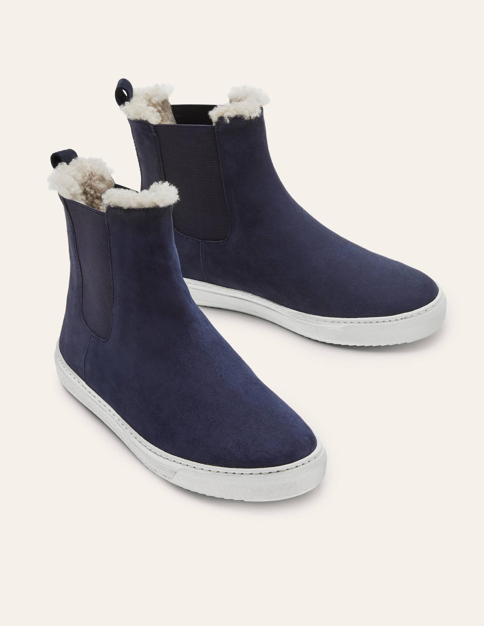 Shearling Chelsea Boots-Navy - Image 2