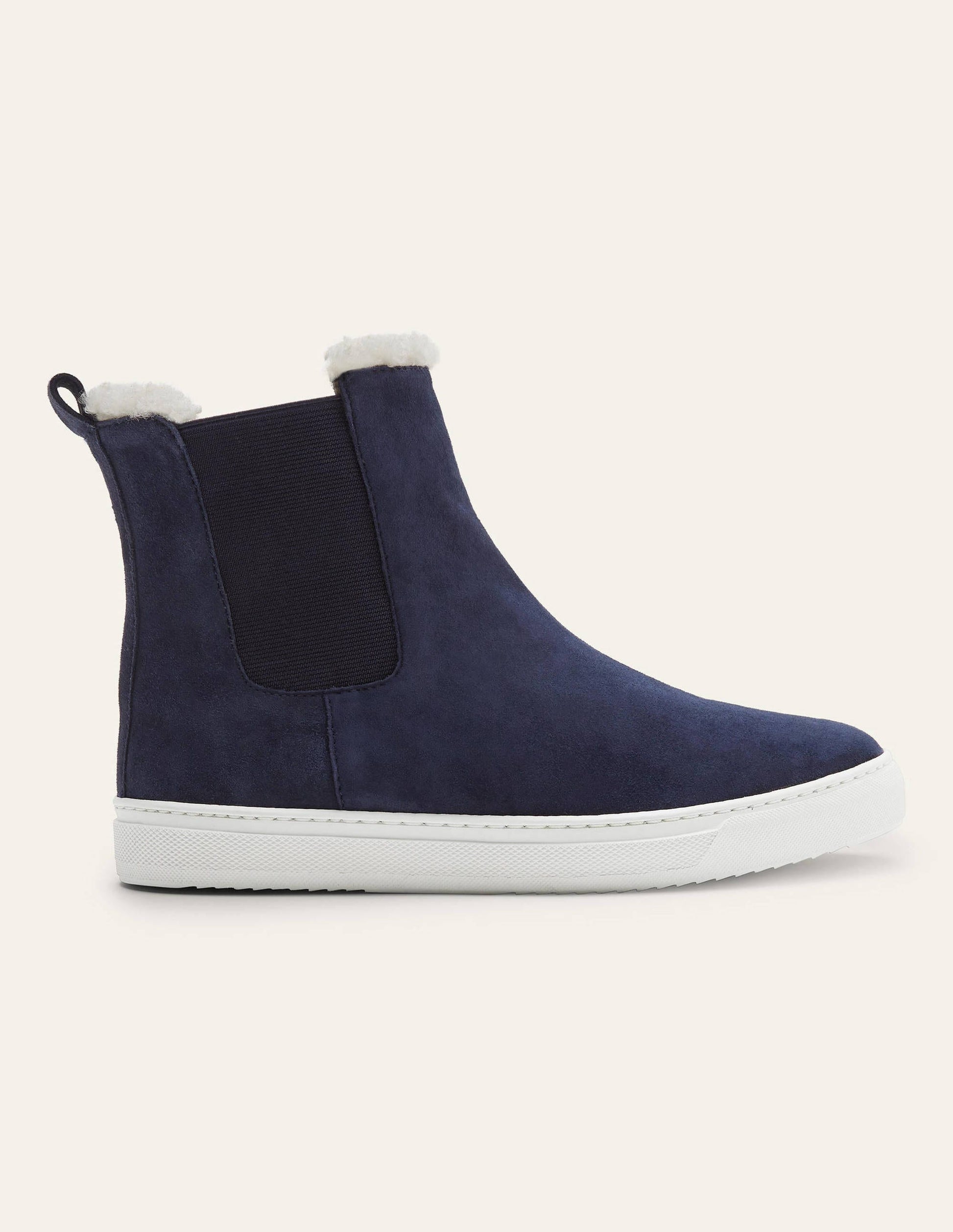 Shearling Chelsea Boots-Navy-3