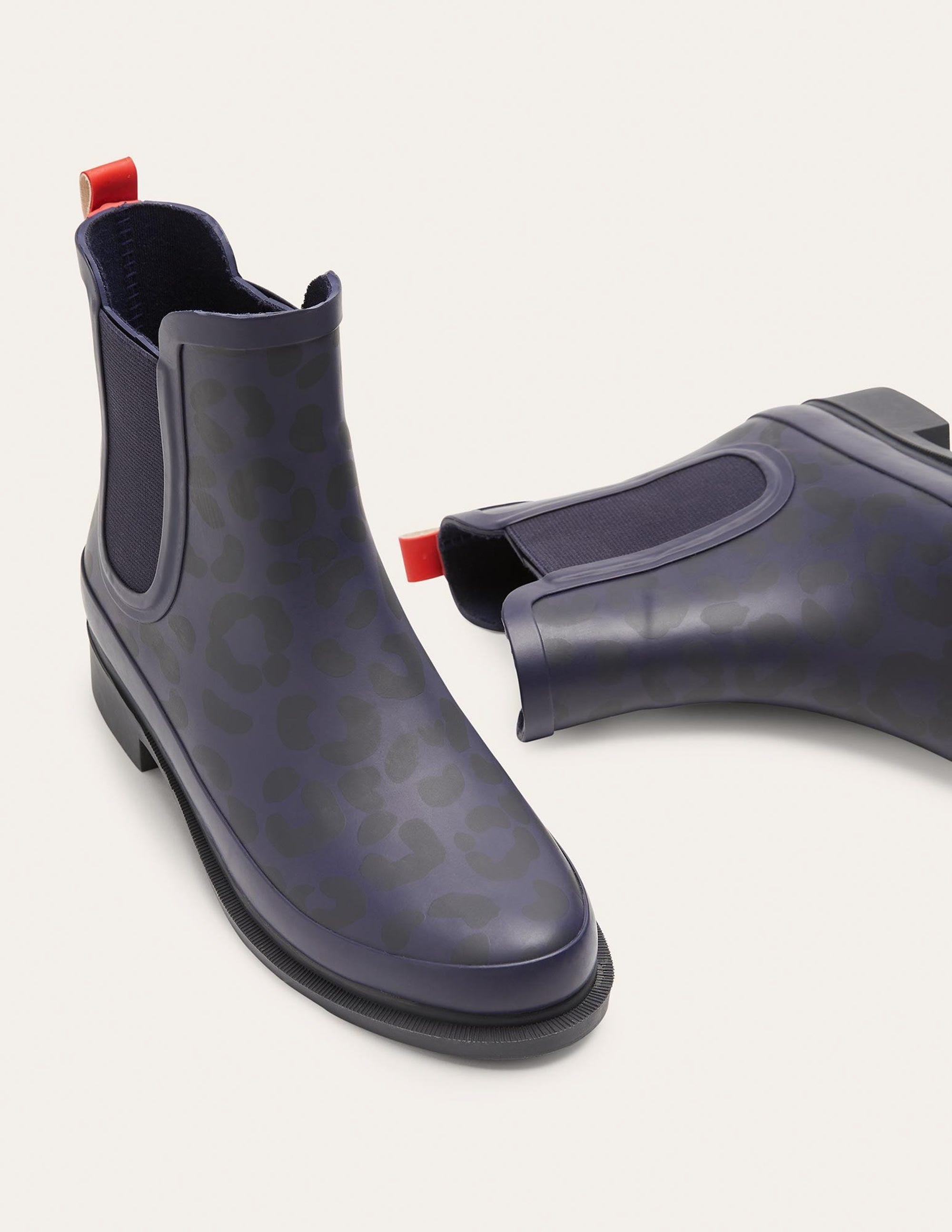 Chelsea Wellington Boots-Navy Leopard - Image 2