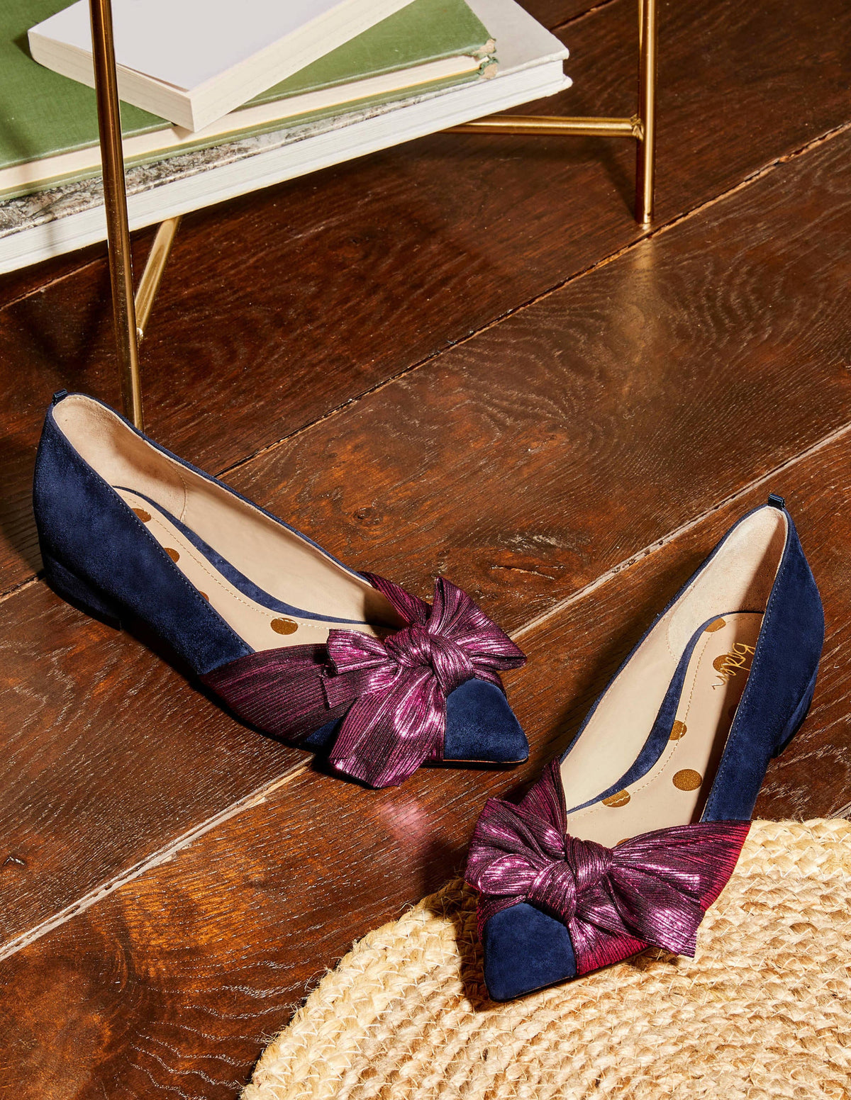Vanessa Bow Shoes-Navy/Pom Pom - Image 1