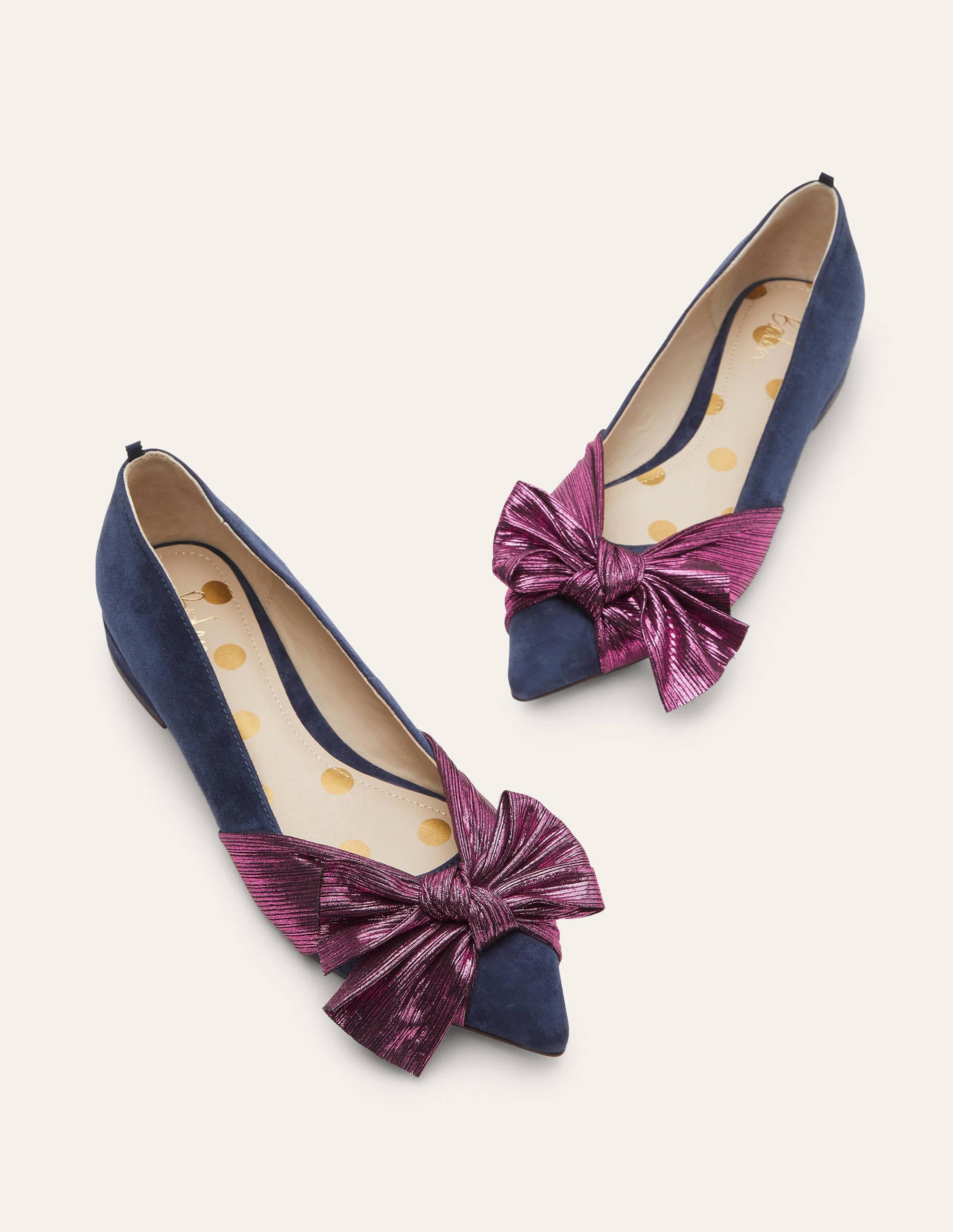 Vanessa Bow Shoes-Navy/Pom Pom - Image 3