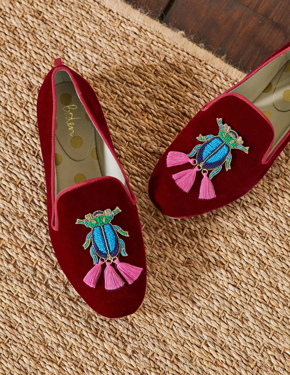 Gabriella Embellished Loafers-Wine Velvet/Beetle - Image 1