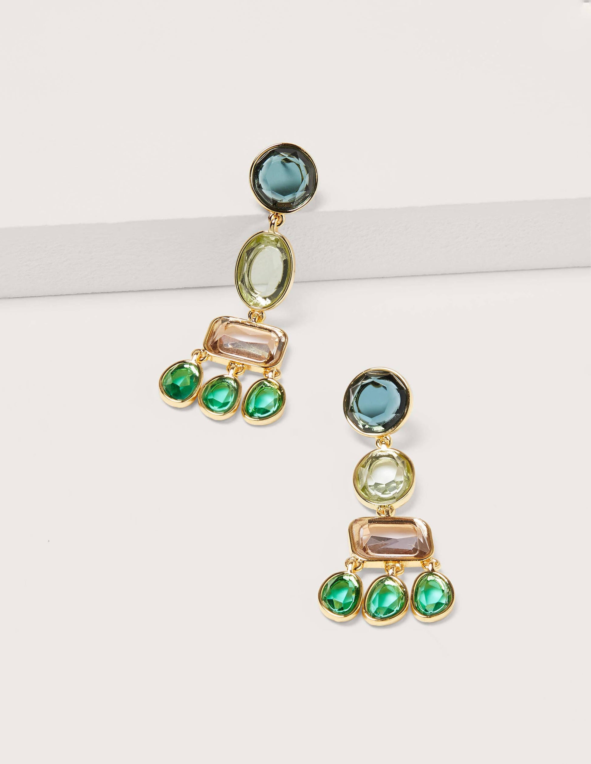 Jewelled Chandelier Earrings-Blue Multi-1