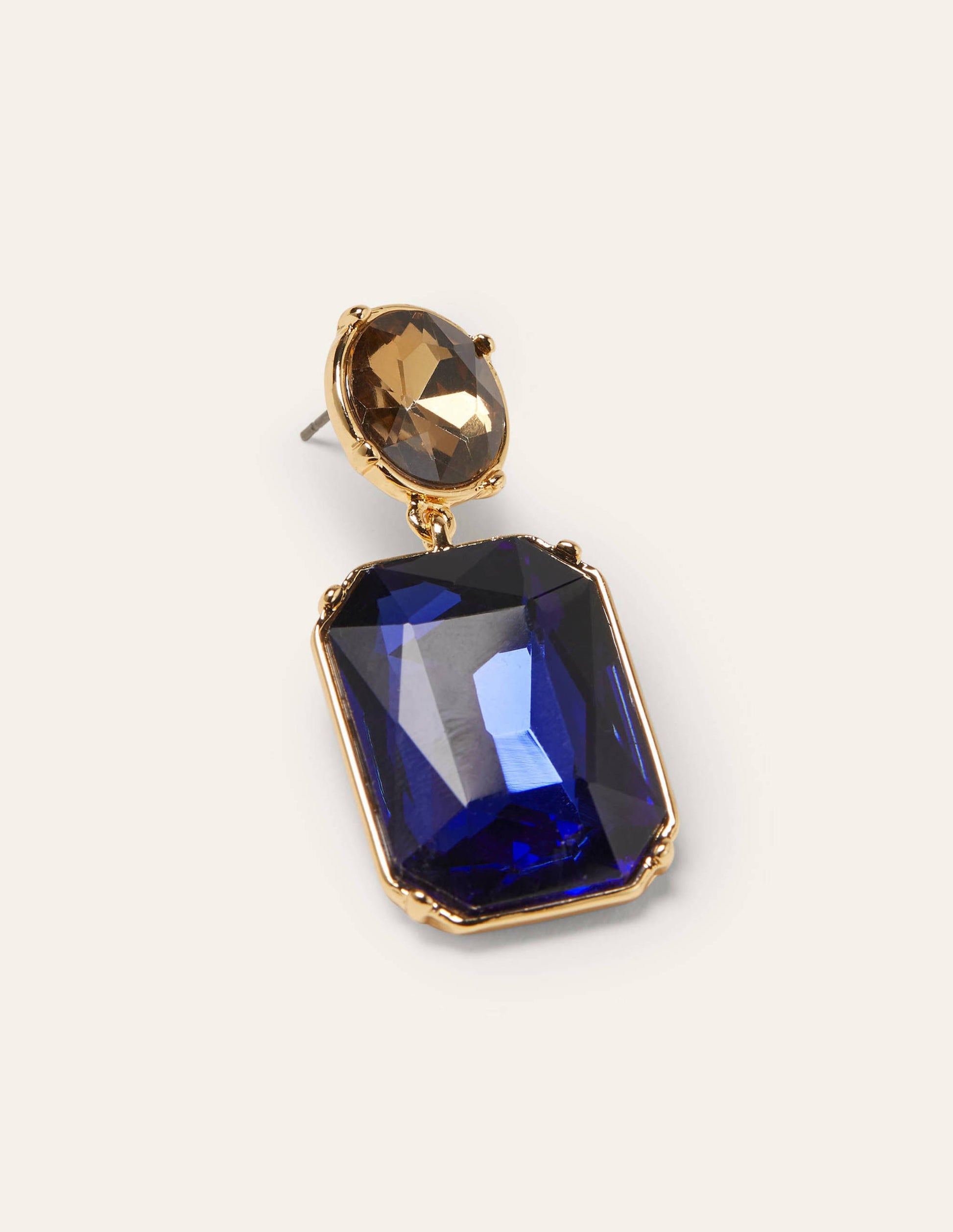 Semi-Precious Drop Earrings-Navy-2