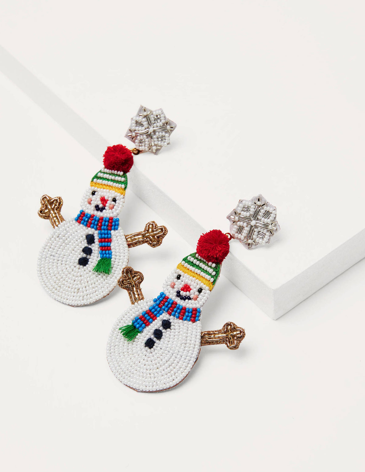 Beaded Festive Earrings-Snowmen - Image 2