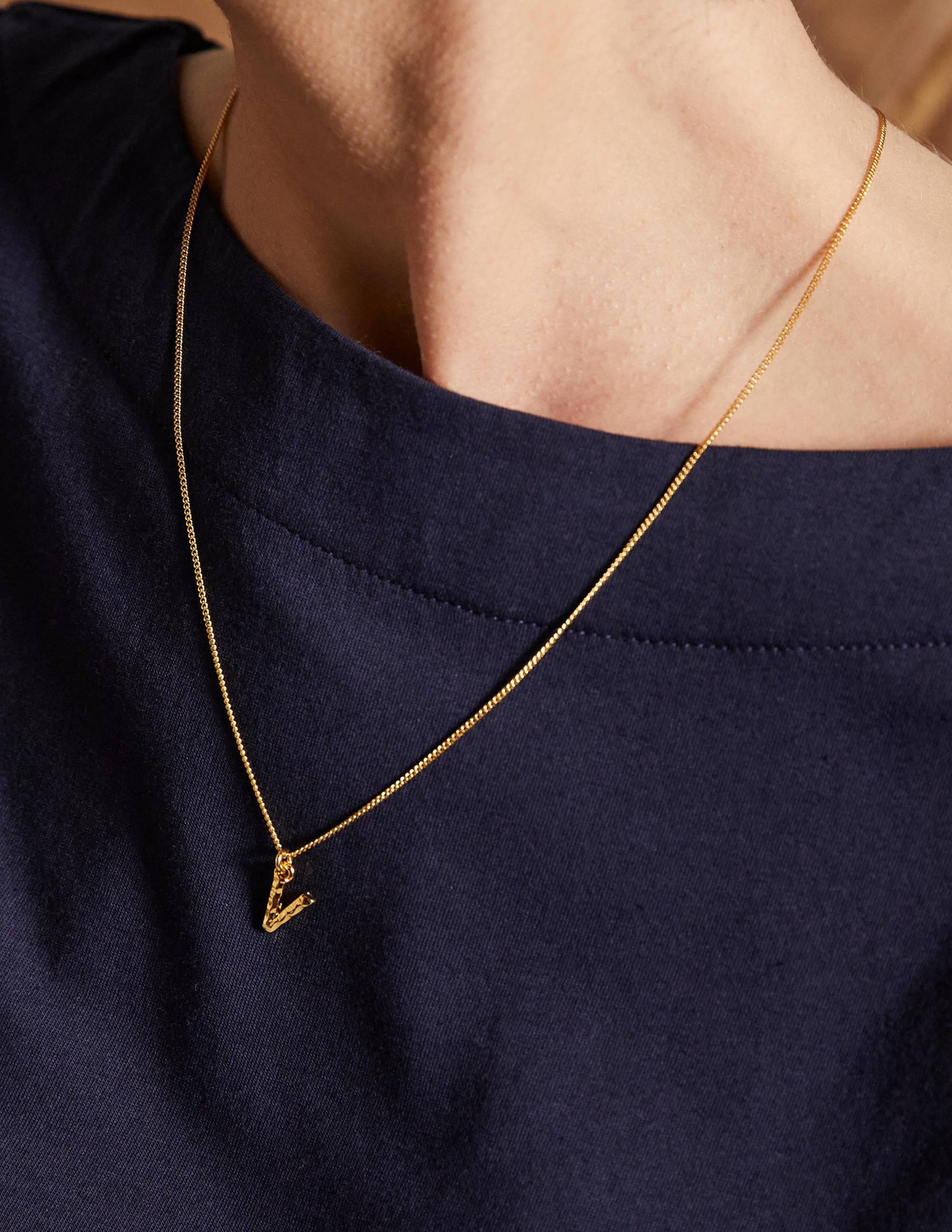 Hammered Gold Initial Pendant-Gold Metallic - Image 2