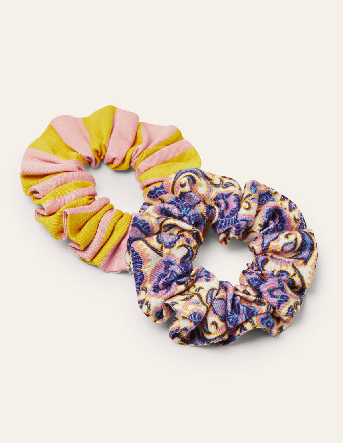 Cotton Scrunchie Set-Ivory, Rich Floral - Image 1