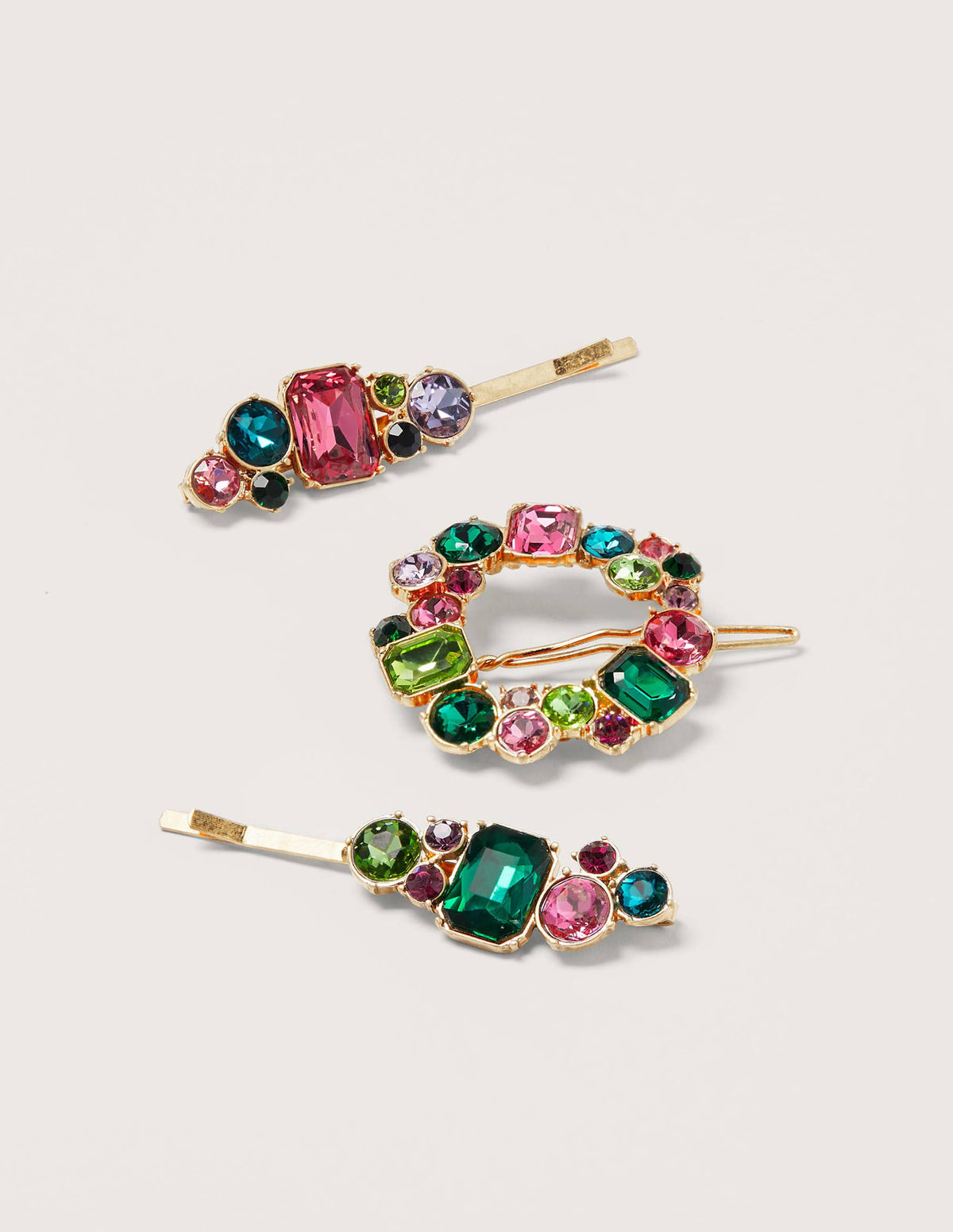 Jewelled Hair Slide Set-Multi-1