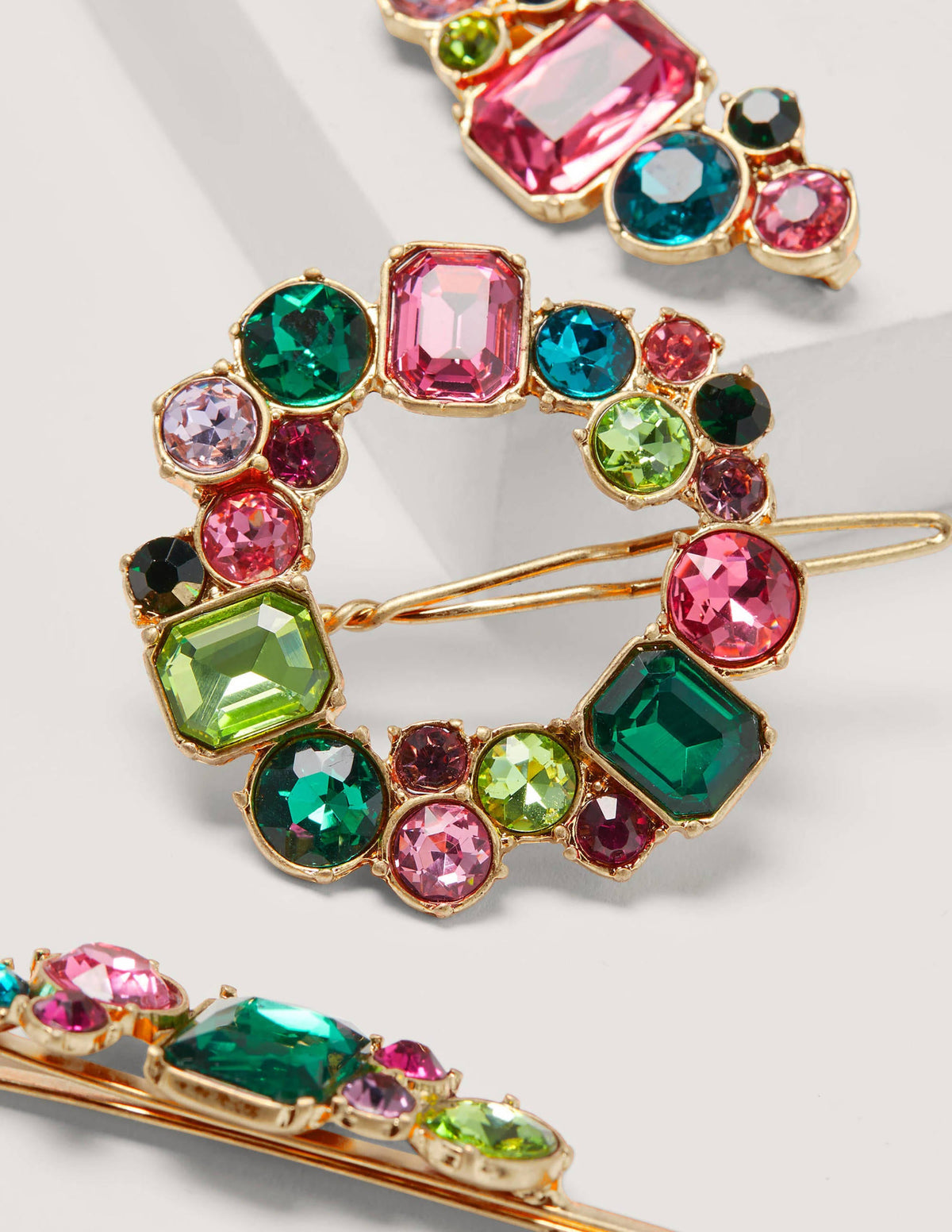 Jewelled Hair Slide Set-Multi-2