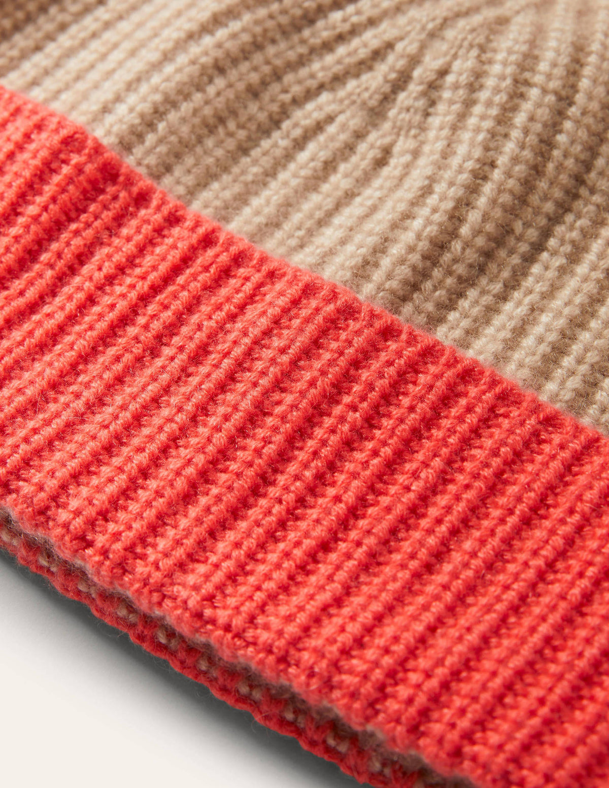 Colourblock Cashmere Hat-Chinchilla/Milkshake/Coral - Image 2