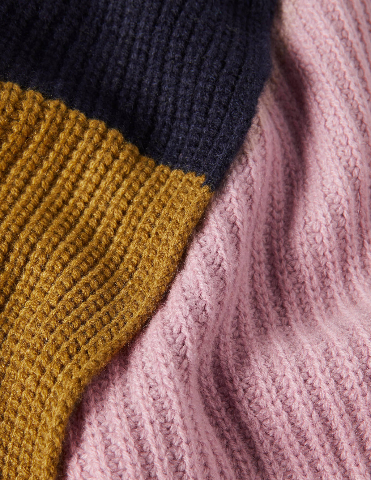 Colourblock Cashmere Scarf-Navy/Old Moss/Purple - Image 2
