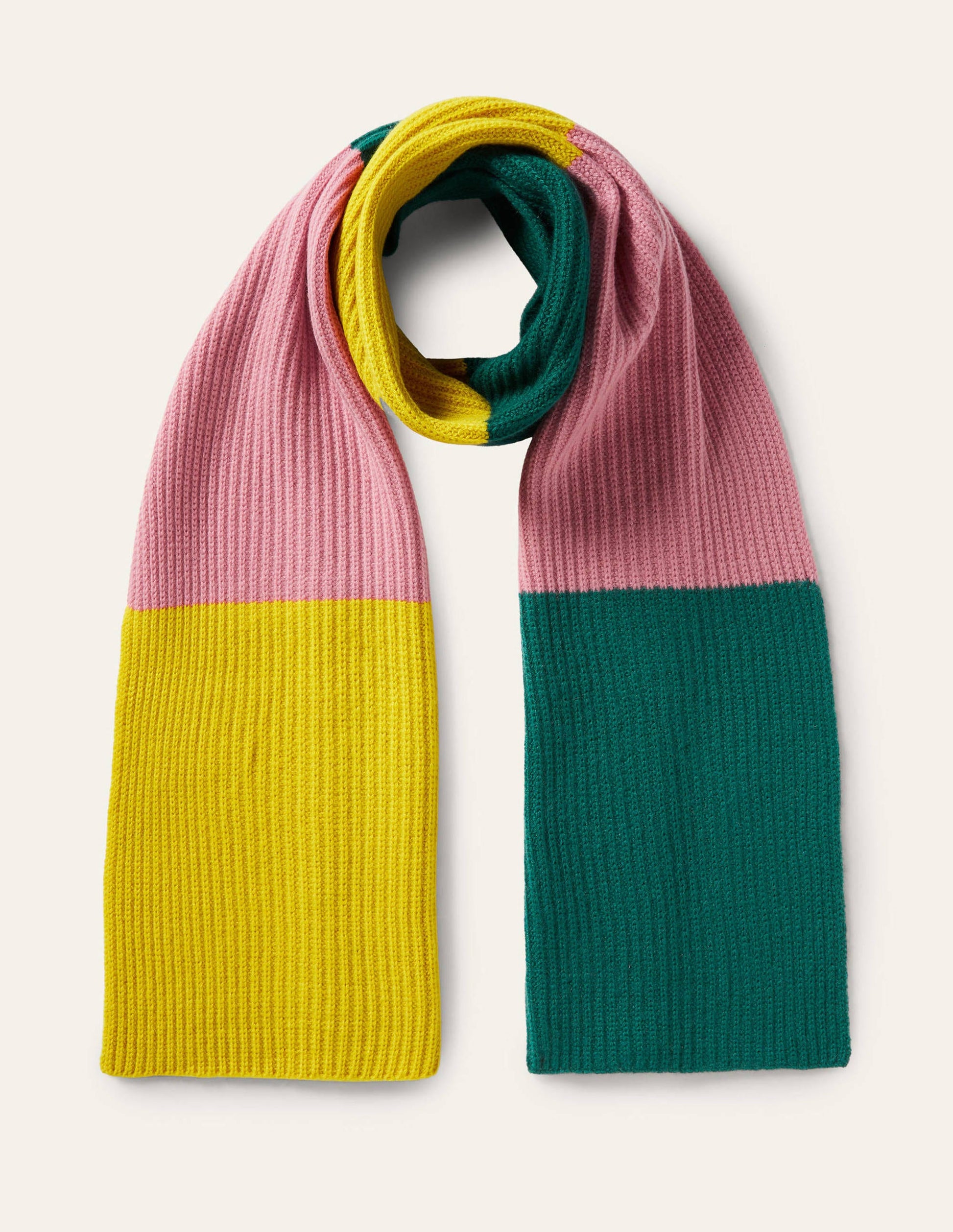 Colourblock Cashmere Scarf-Wasp/Formica/Deep Forest-1