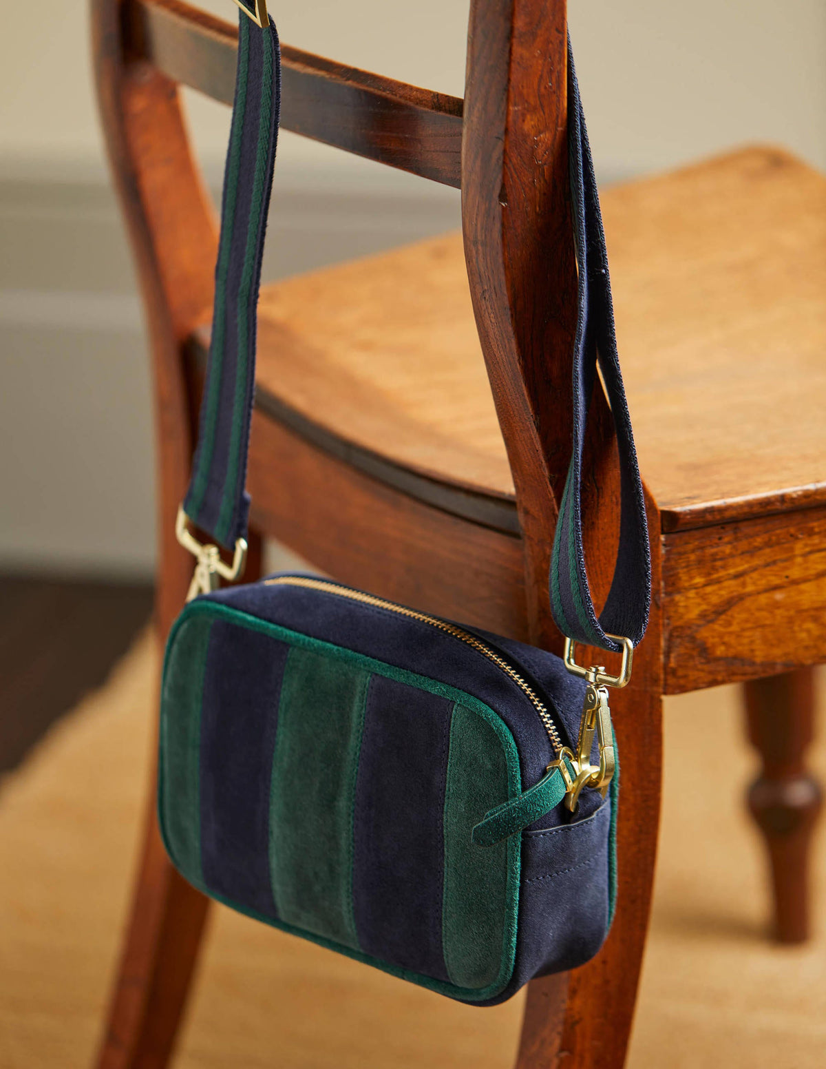 Leather Crossbody Bag-Navy - Image 1
