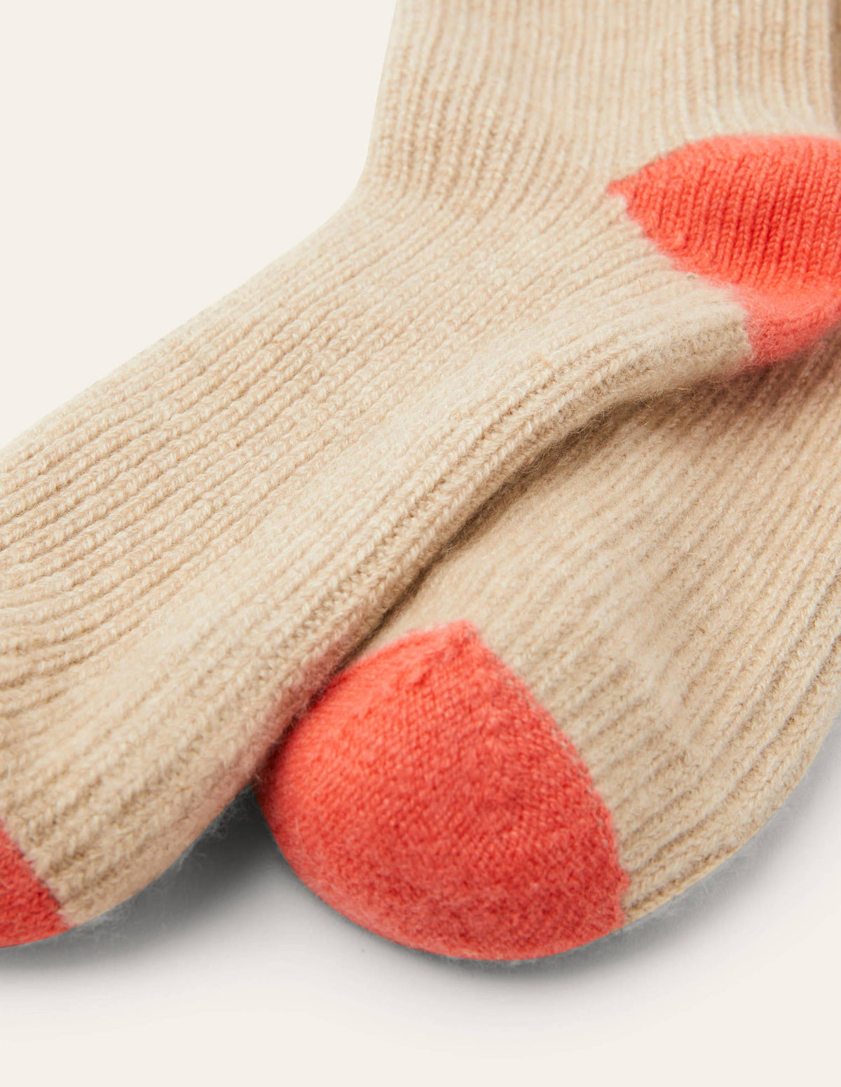 Cashmere Bed Socks-Chinchilla/Milkshake/Coral - Image 2